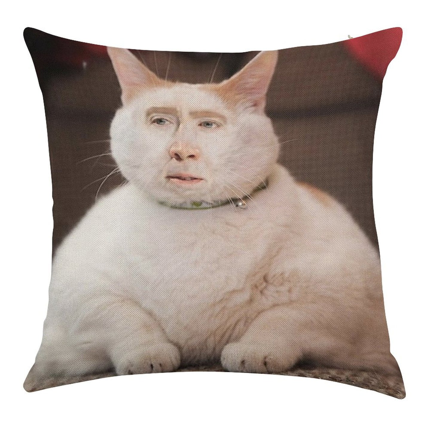 Nicolas Cage Cat Linen Throw Pillow Cover