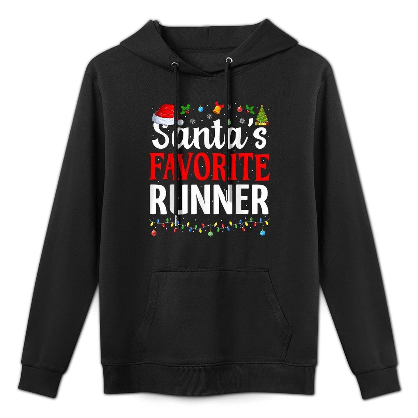 Santa’s Favorite Runner Xmas Funny Runners Christmas Running Machine Washable Hoodie