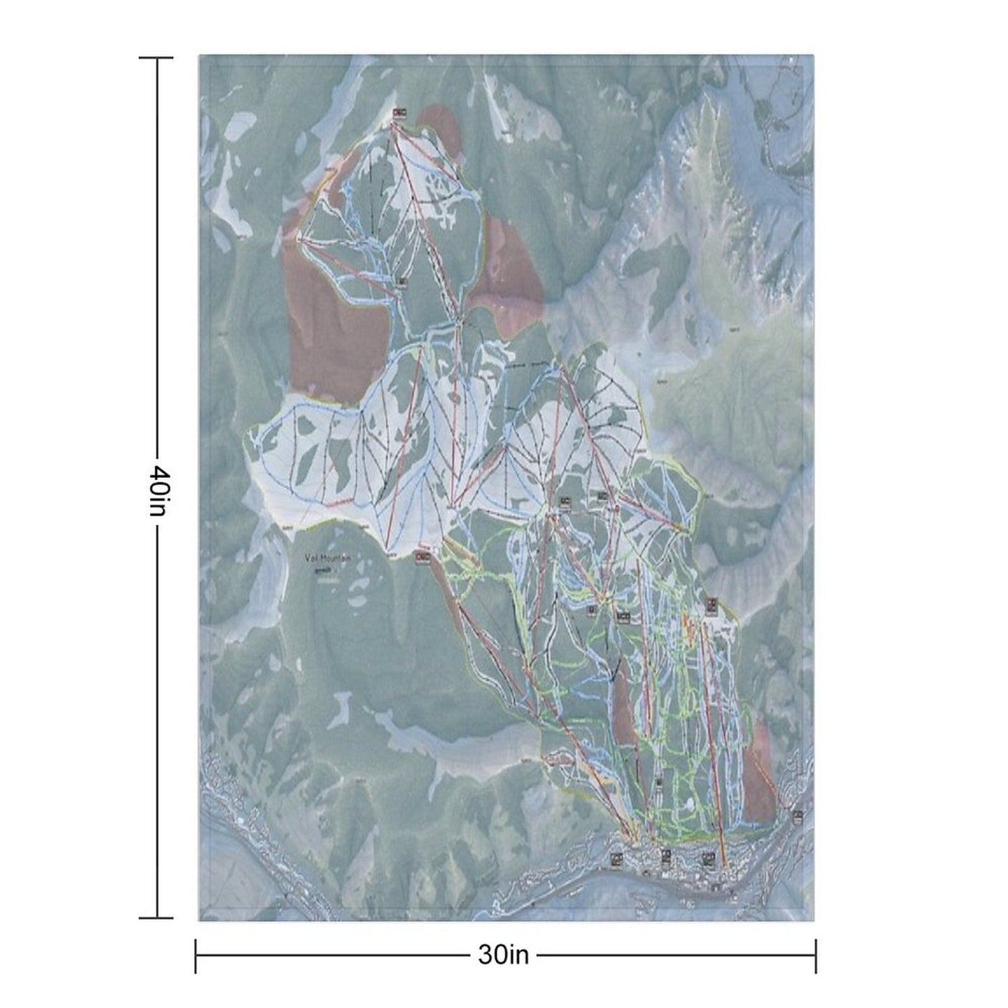 Vail Resort Trail Map Throw Blanket