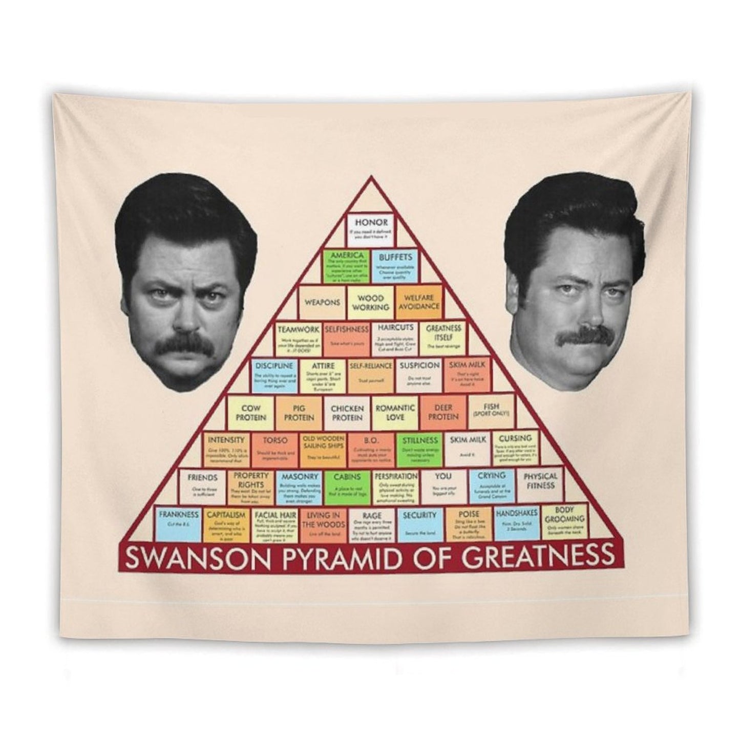 Ron Swanson Pyramid of Greatness Tapestry