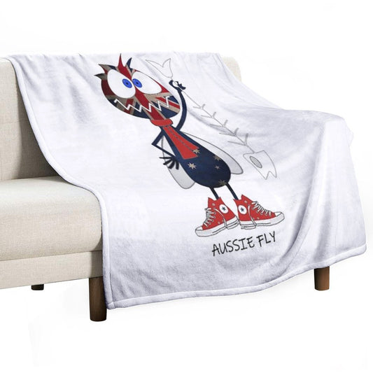 Aussie Fly Cartoon Critter Throw Blanket
