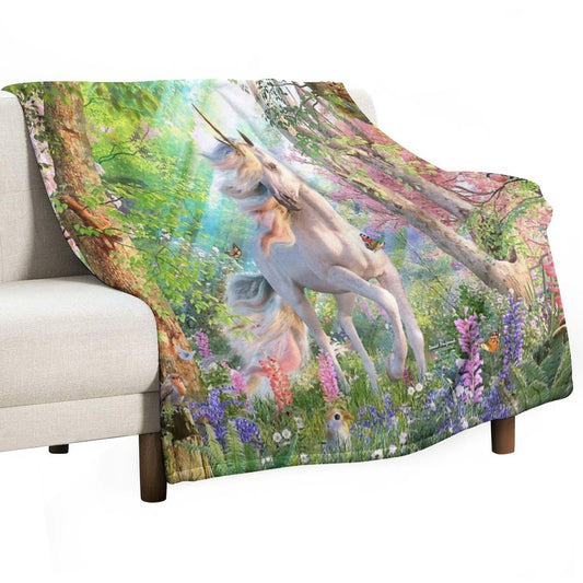 Unicorn Enchanted Forest Throw Blanket