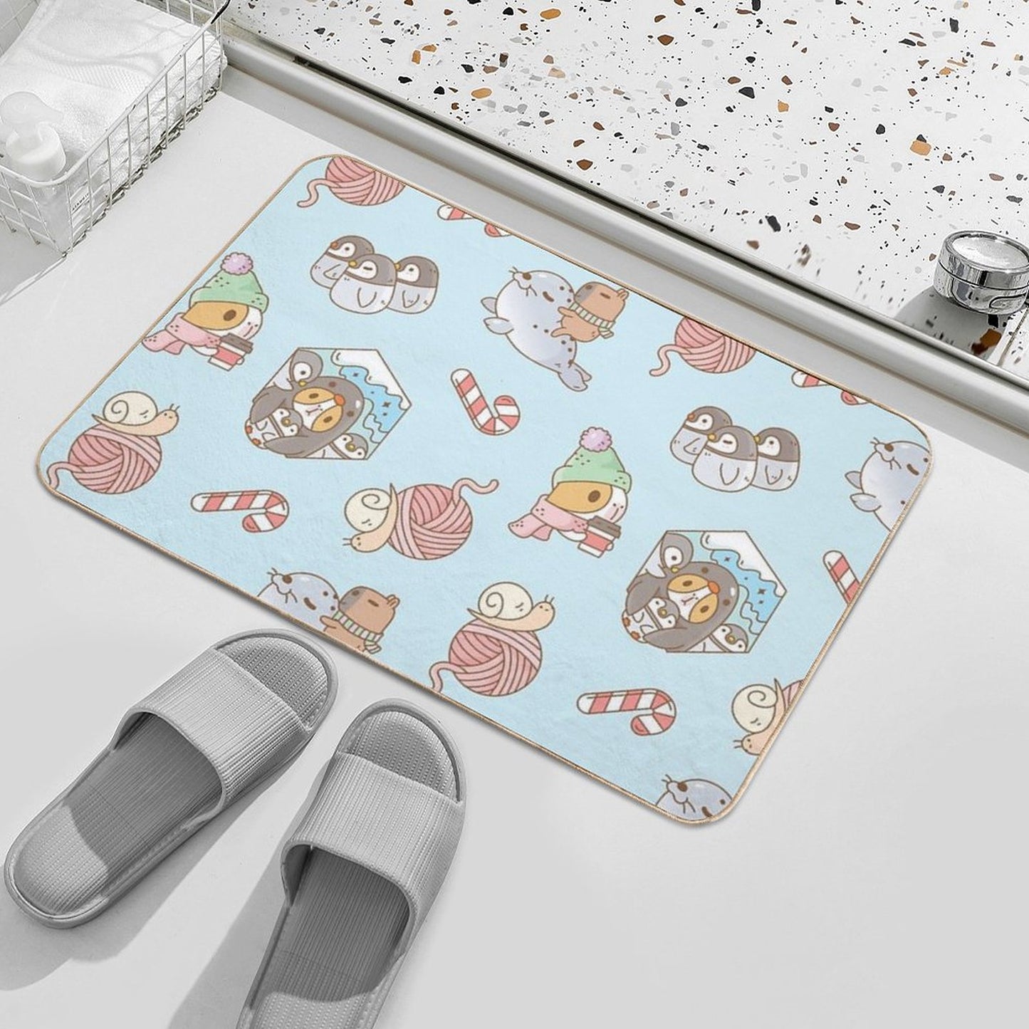 Bubu The Guinea Pig, South Pole Holiday Bath Mat