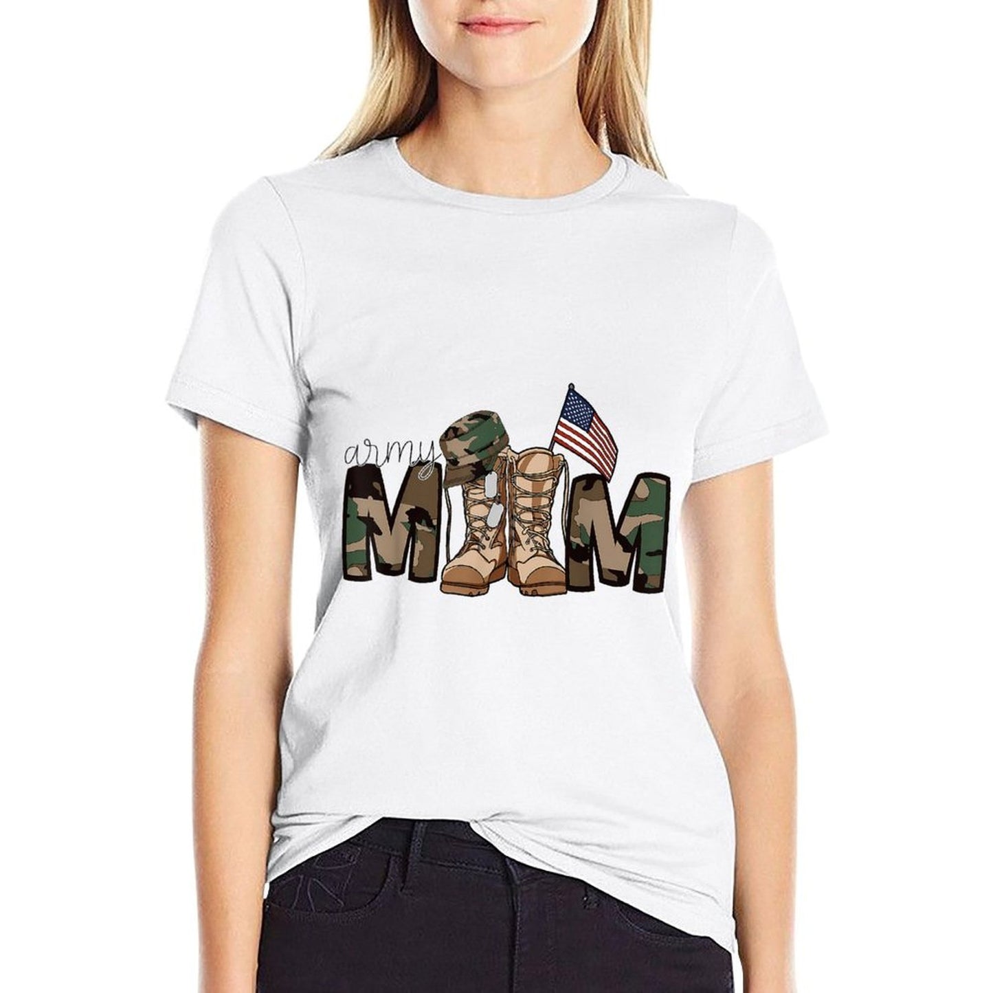 Proud Army Mom Trendy Army Mother Soldier Military Mom Odor-resistant T-Shirt