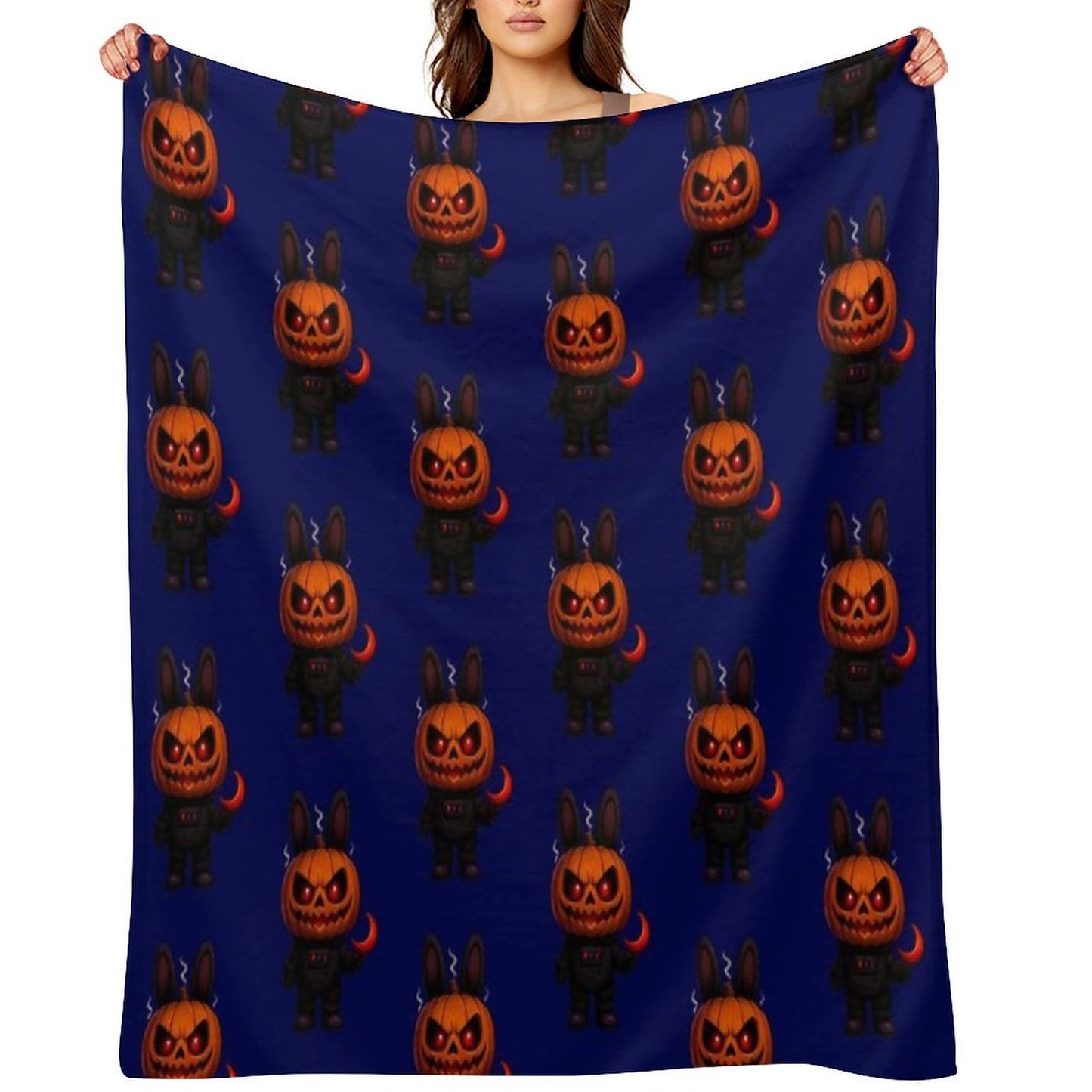 Halloween Pumpkin Monster Creepy Cute Art Throw Blanket