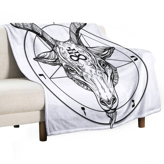Baphomet Goat Head with Pentagram Occult Symbolism Or Satanist Symbols Throw Blanket