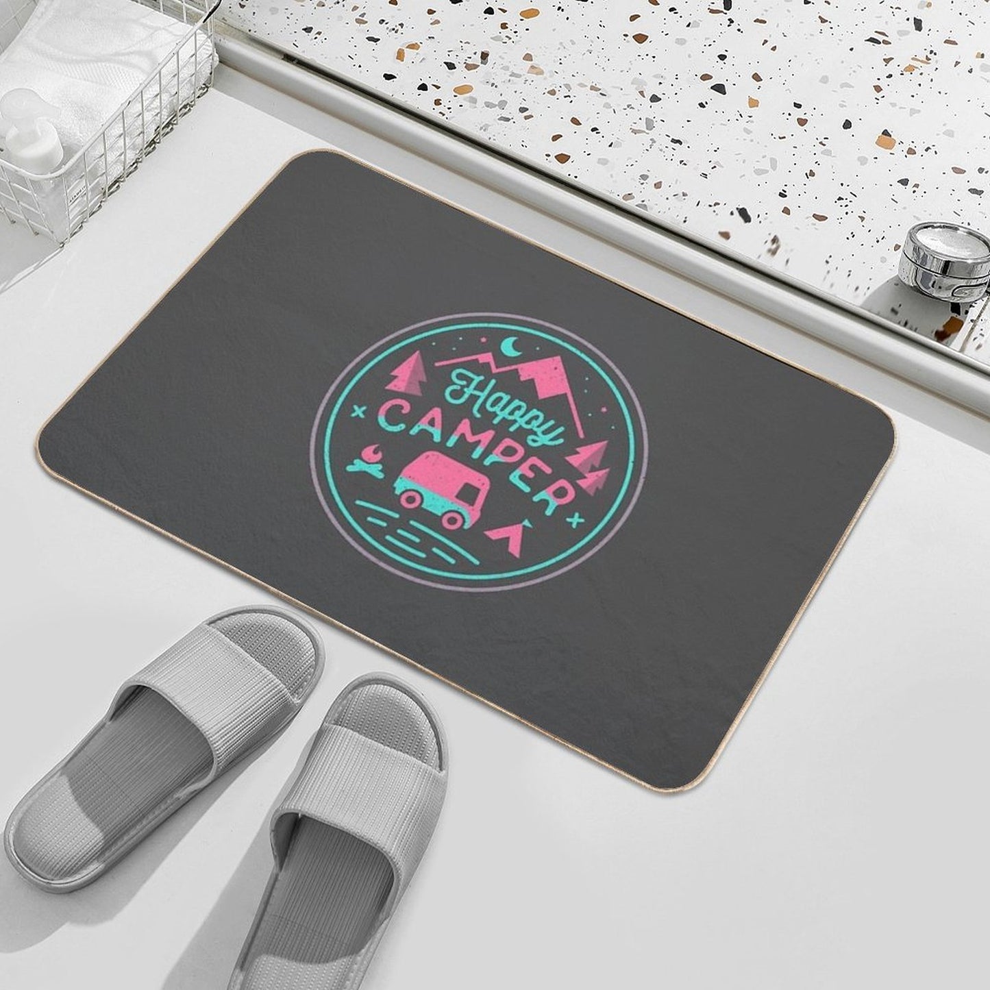 Happy Camper Soft-top Long-Lasting Bath Mat