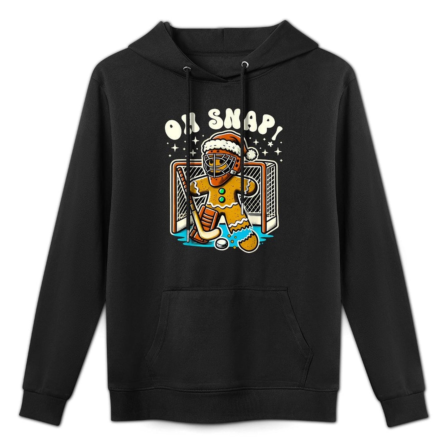 Hockey Goalie Gingerbread Man Funny Christmas Oh Snap Cookie Machine Washable Hoodie