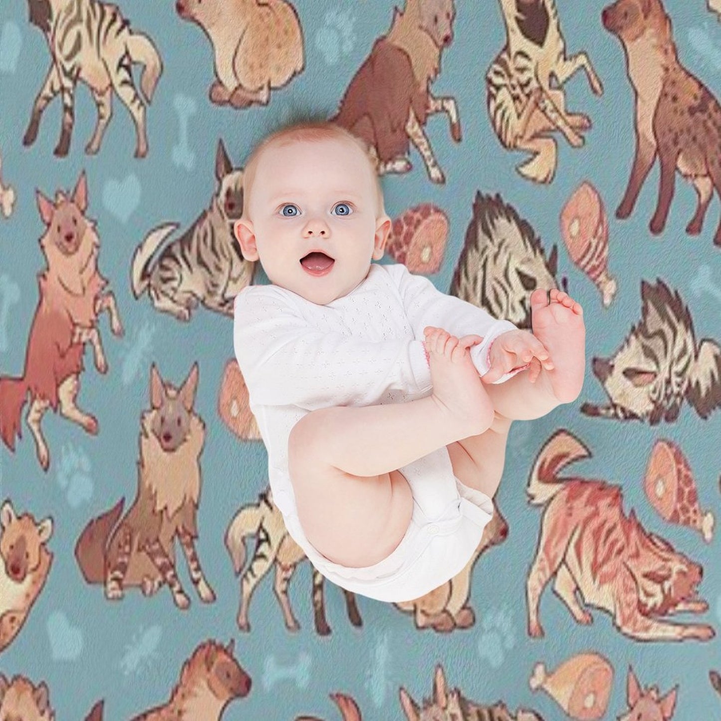 Hyenas in Cerulean Throw Blanket