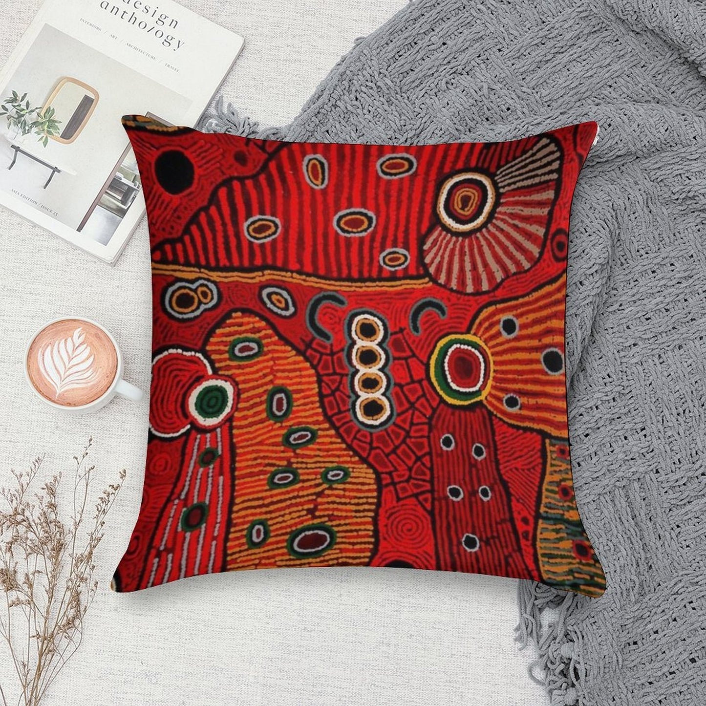 Australian Aboriginal Art Soft Skin-Friendly Throw Pillow