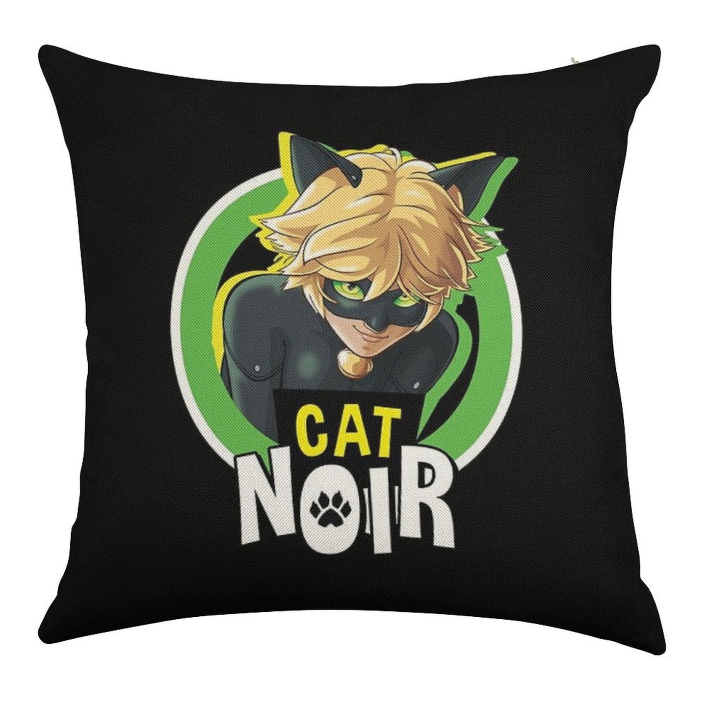 Miraculous Ladybug - Cat Noir Badge Linen Throw Pillow Cover