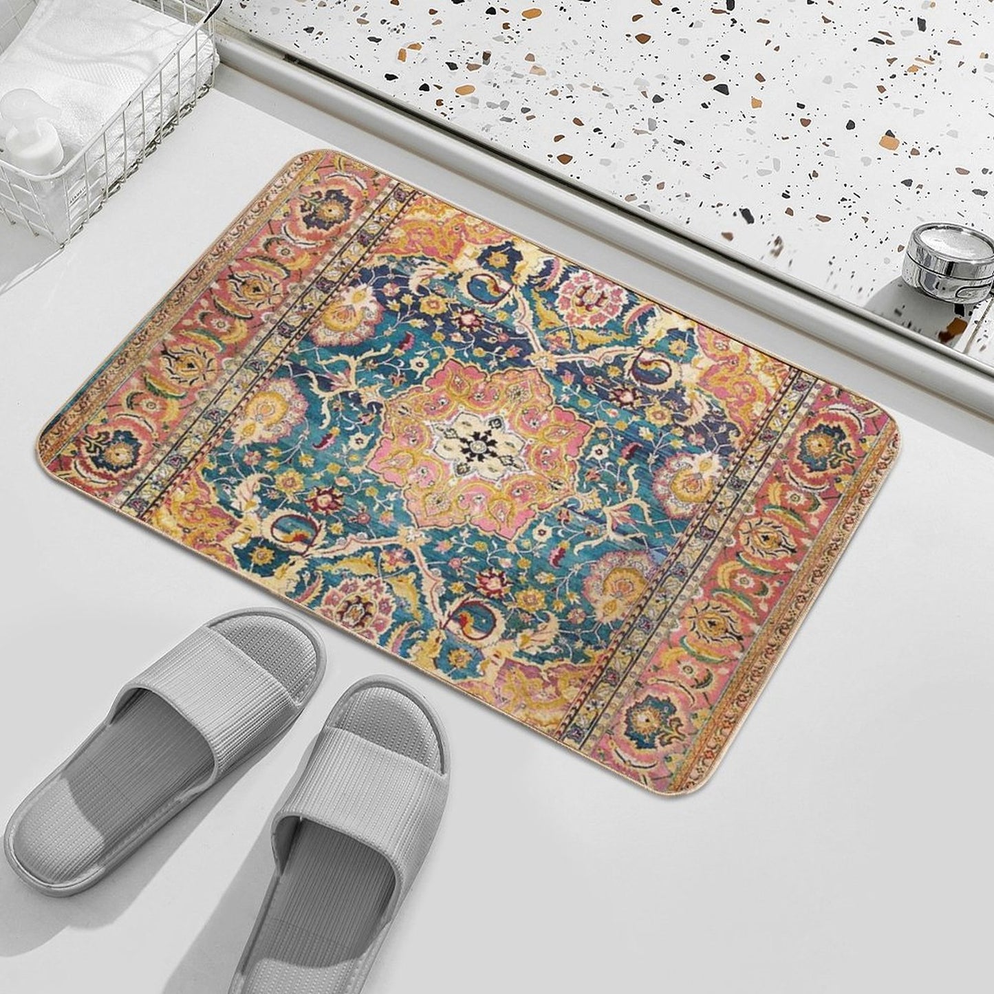 Amritsar Punjab North Indian Rug Print Bath Mat