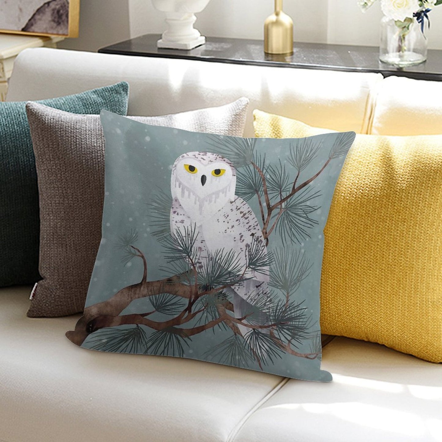 Snowy Soft Fade-Resistant Throw Pillow