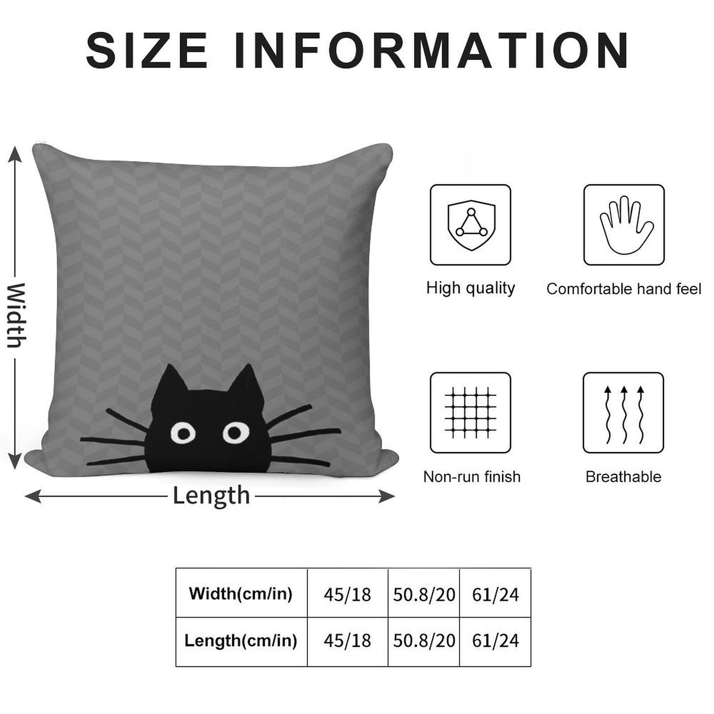 Black Cat Face Soft Gift Ready Throw Pillow