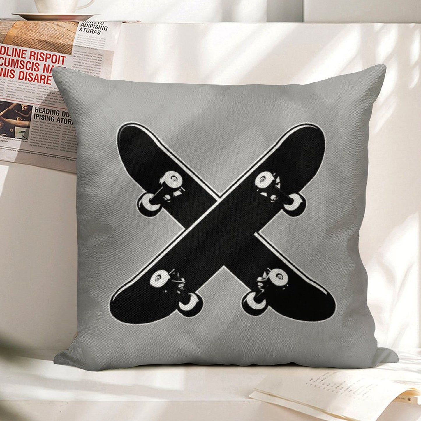Skate X Linen Throw Pillow Cover