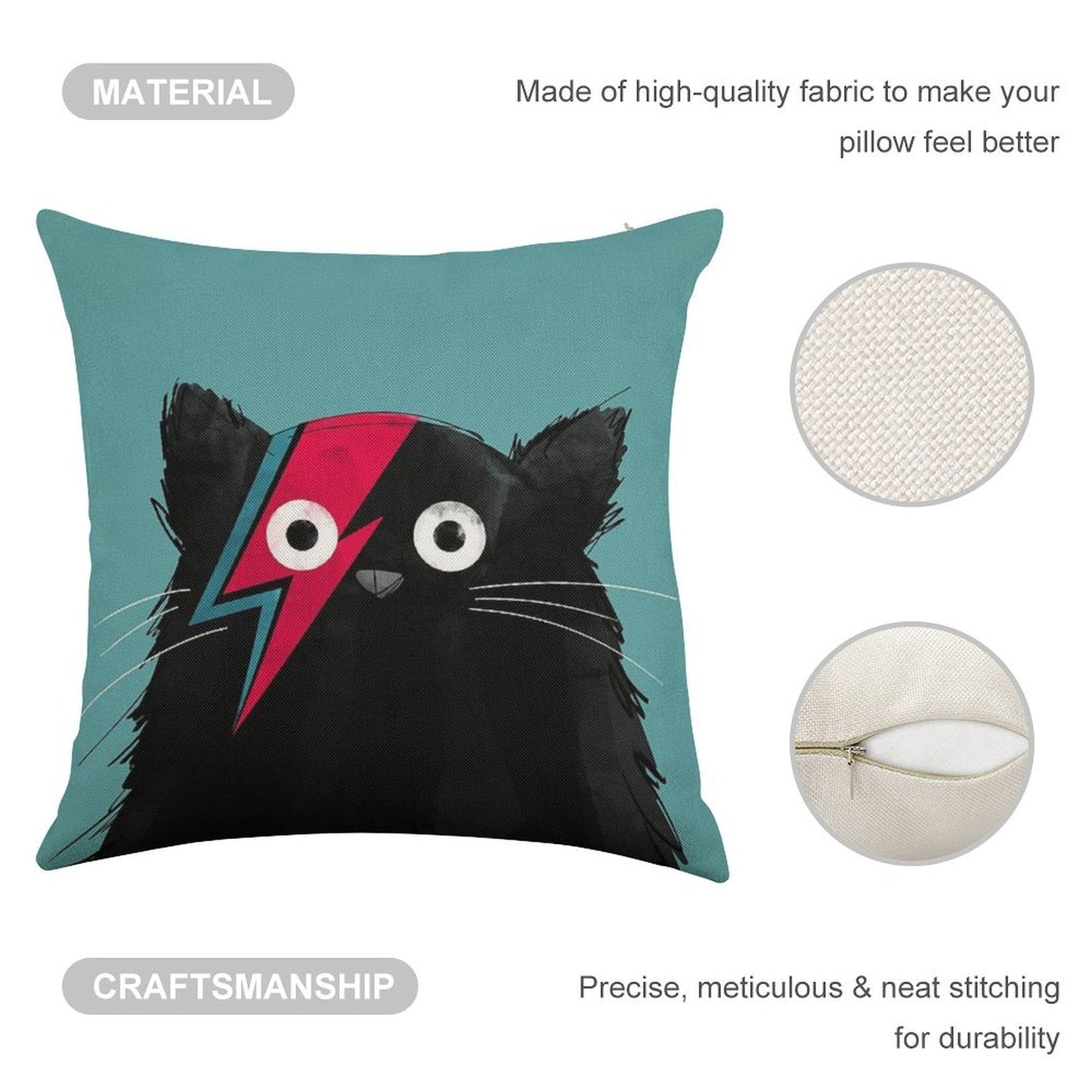 Cat Bowie Linen Throw Pillow Cover