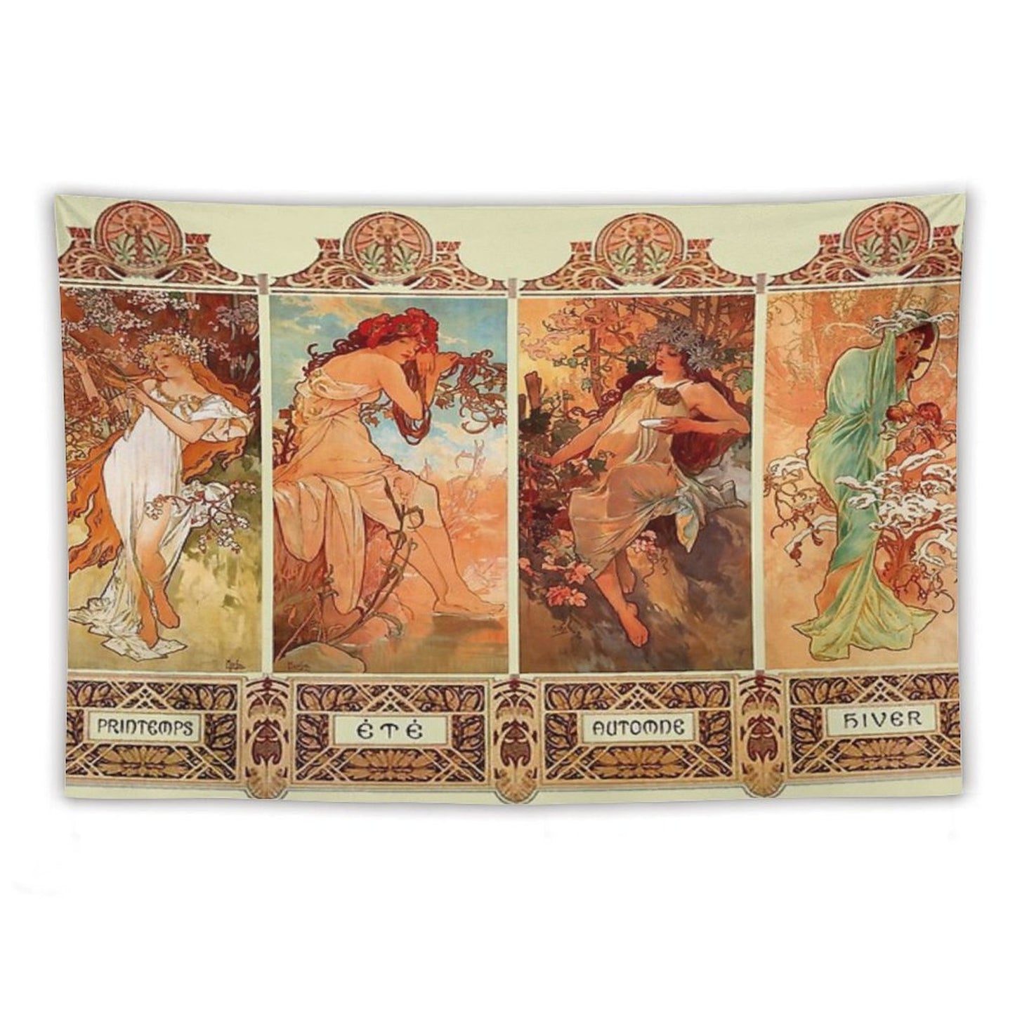 Alphonse Mucha Four Seasons Art Nouveau Tapestry
