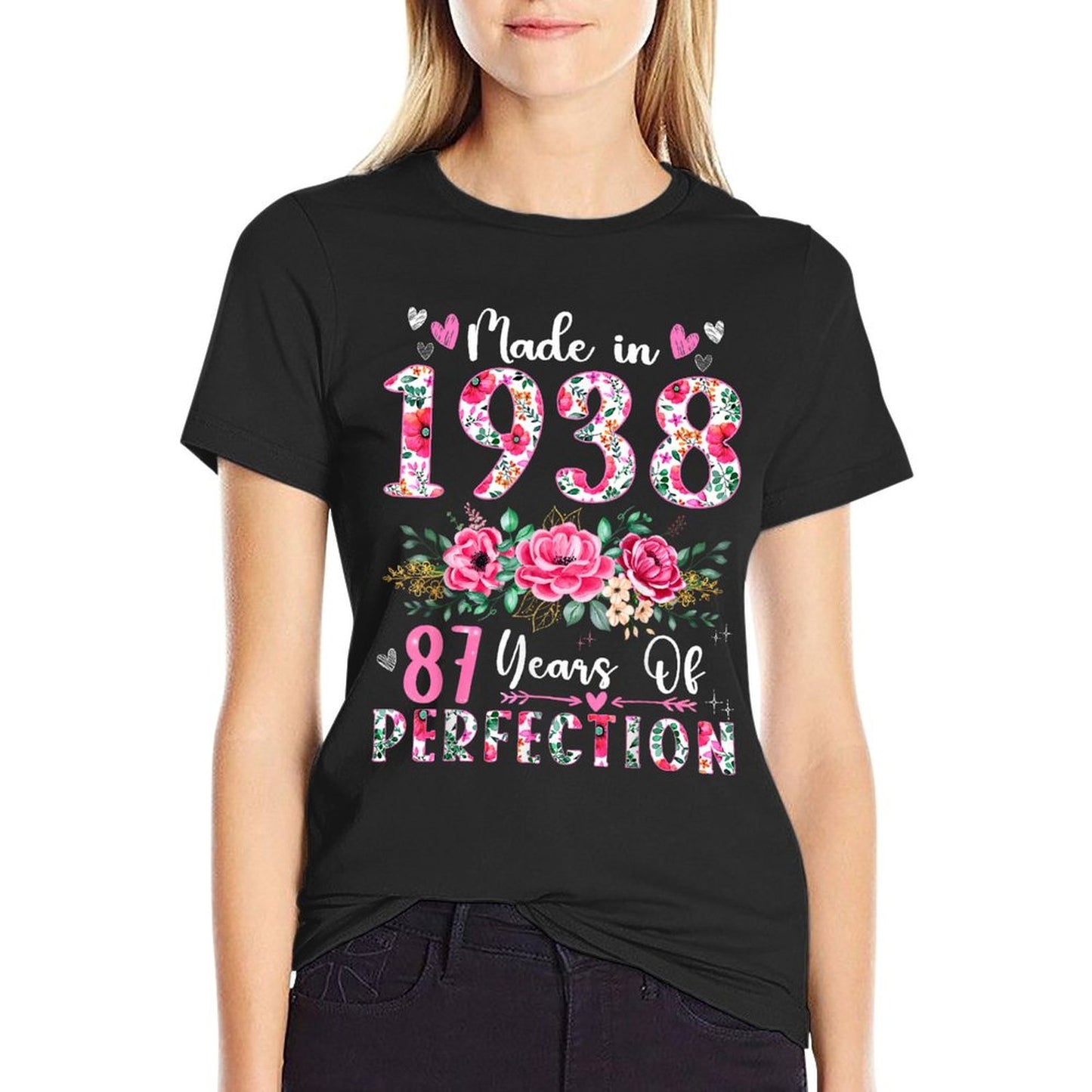 87 Year Old Made In 1938 Floral 87th Birthday Women T-Shirt