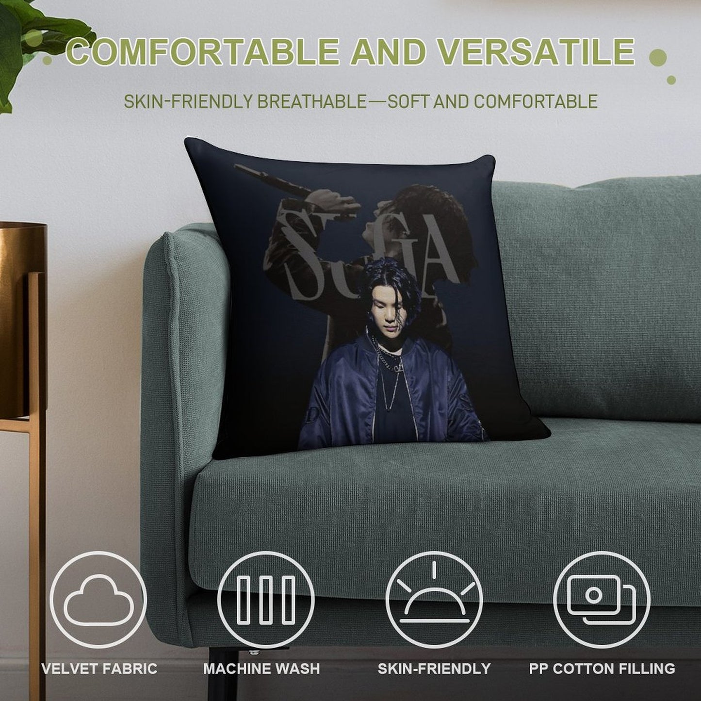 SUGA D-DAY Soft Skin-Friendly Throw Pillow