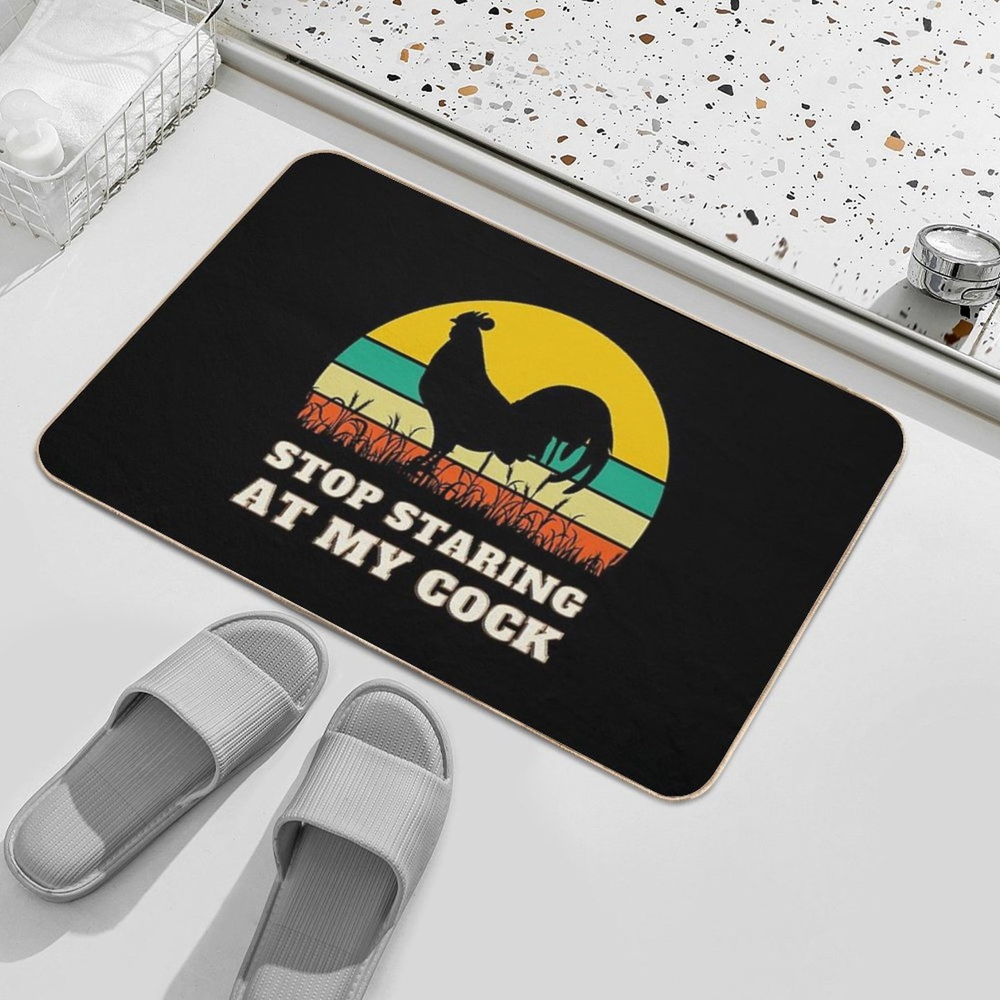 Stop Staring at My Cock Animals Chicken Bath Mat