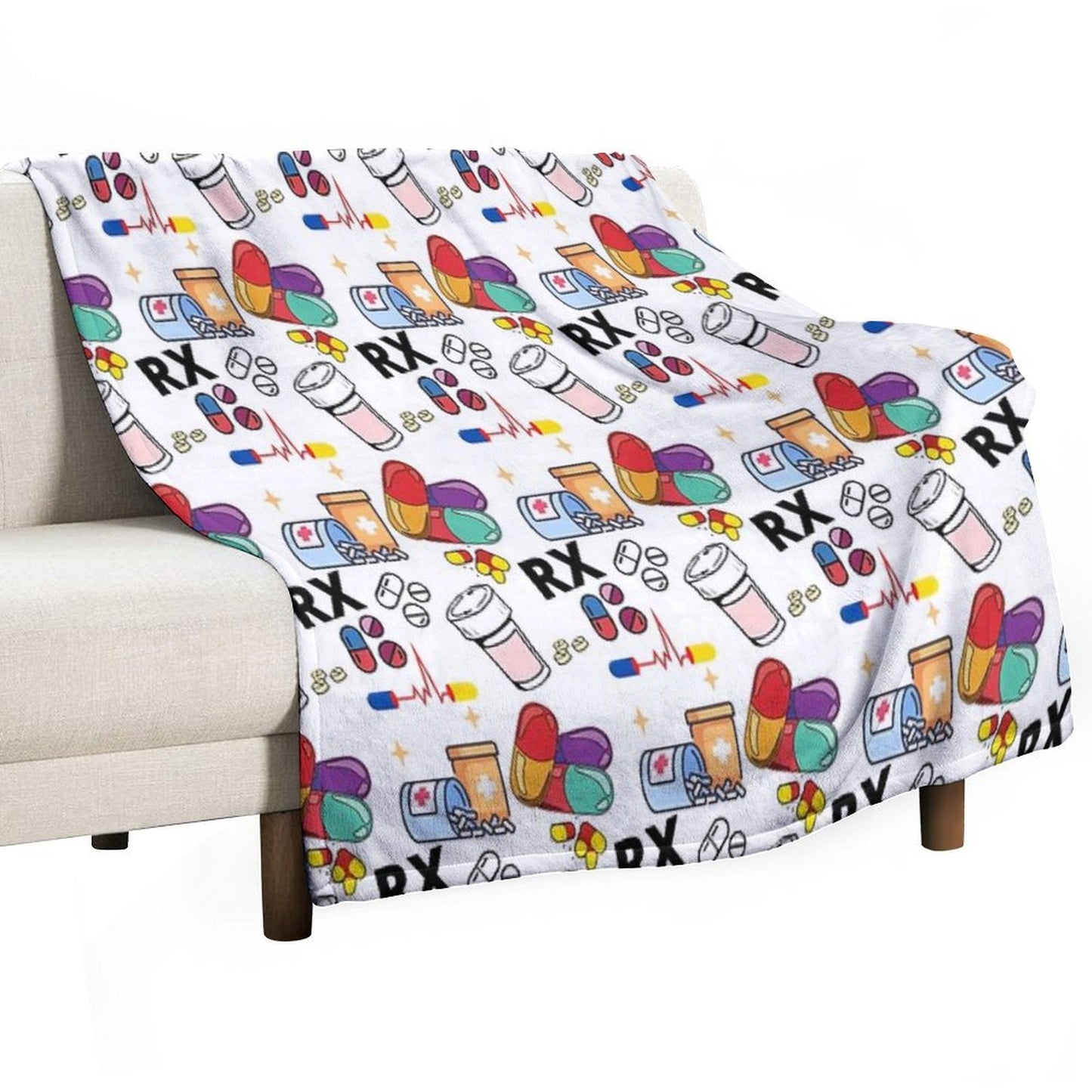 Pharmacy Pattern Pills RX Throw Blanket