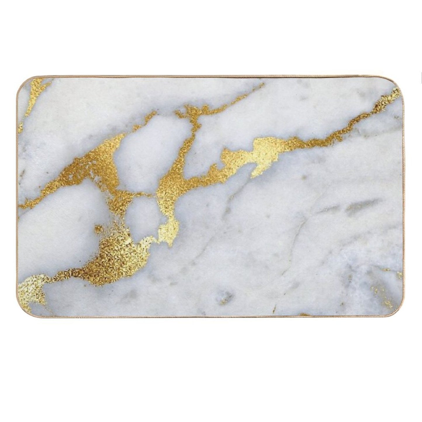 Gold Sparkle Veined Faux Marble Bath Mat