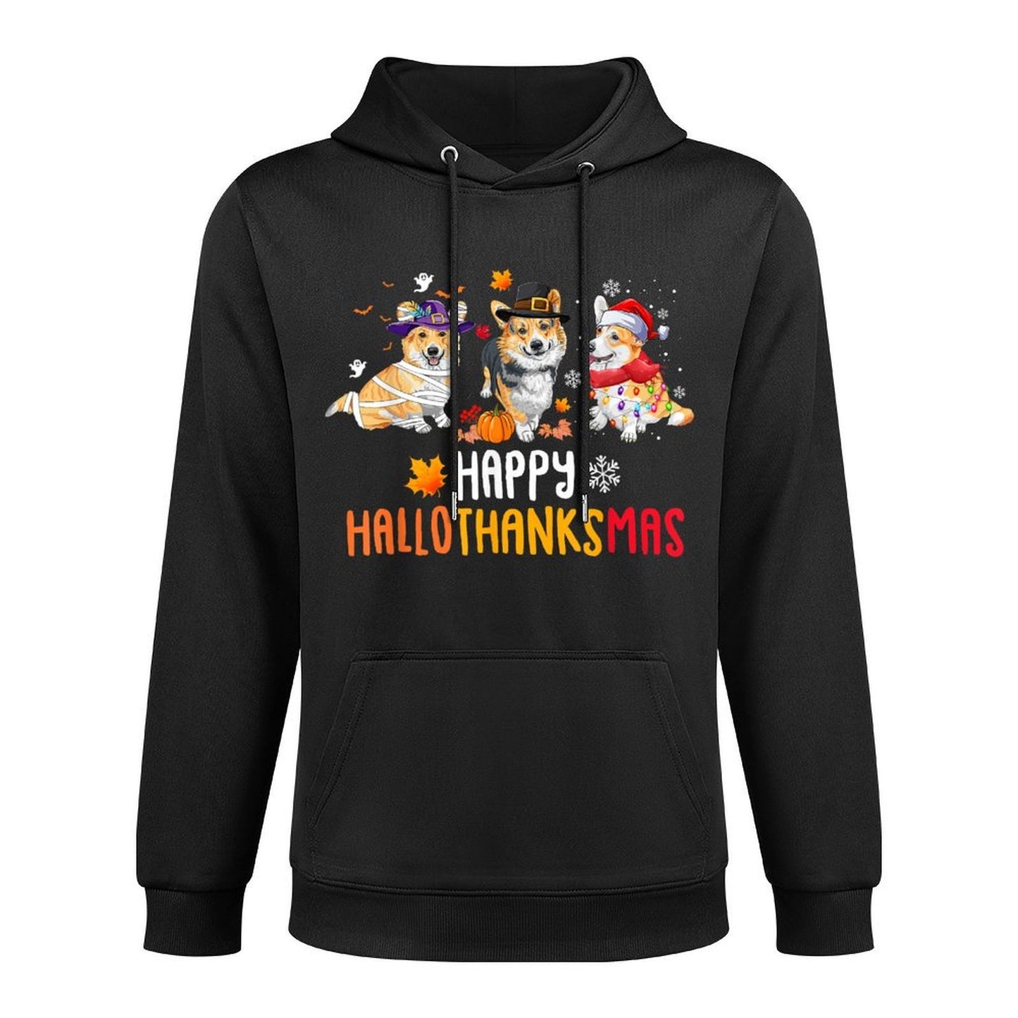 Halloween Thanksgiving Christmas Funny Corgi Dogs Shrink-Resistant Hoodie