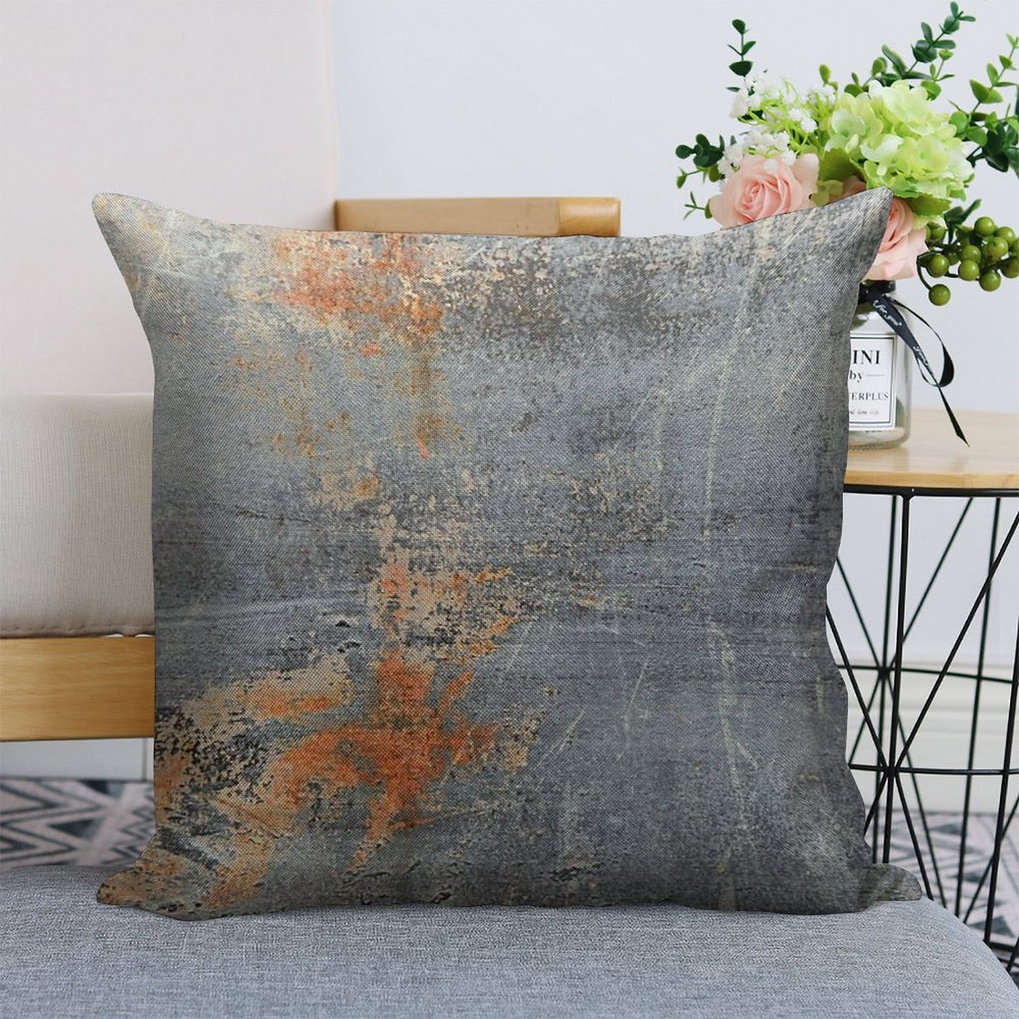 Burn Blue Rust - Alternative II Linen Throw Pillow Cover