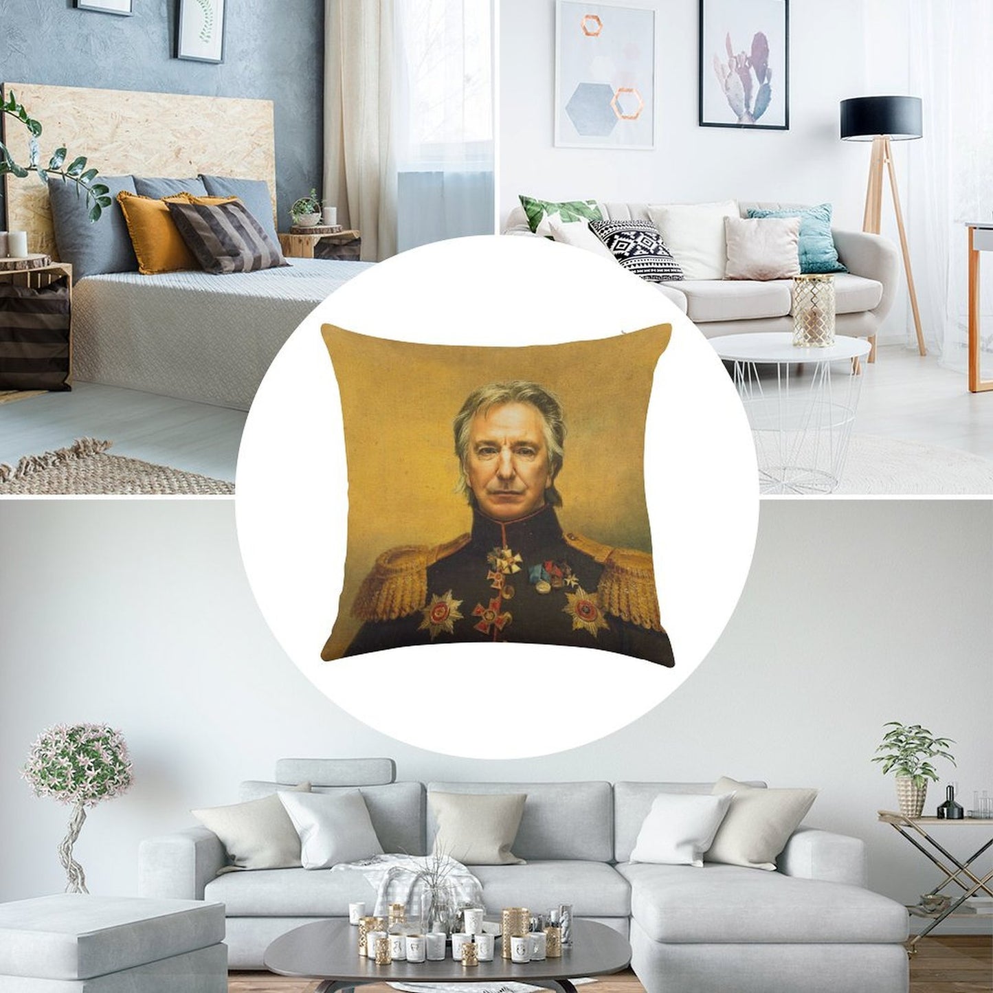 Alan Rickman - Replaceface Linen Throw Pillow Cover