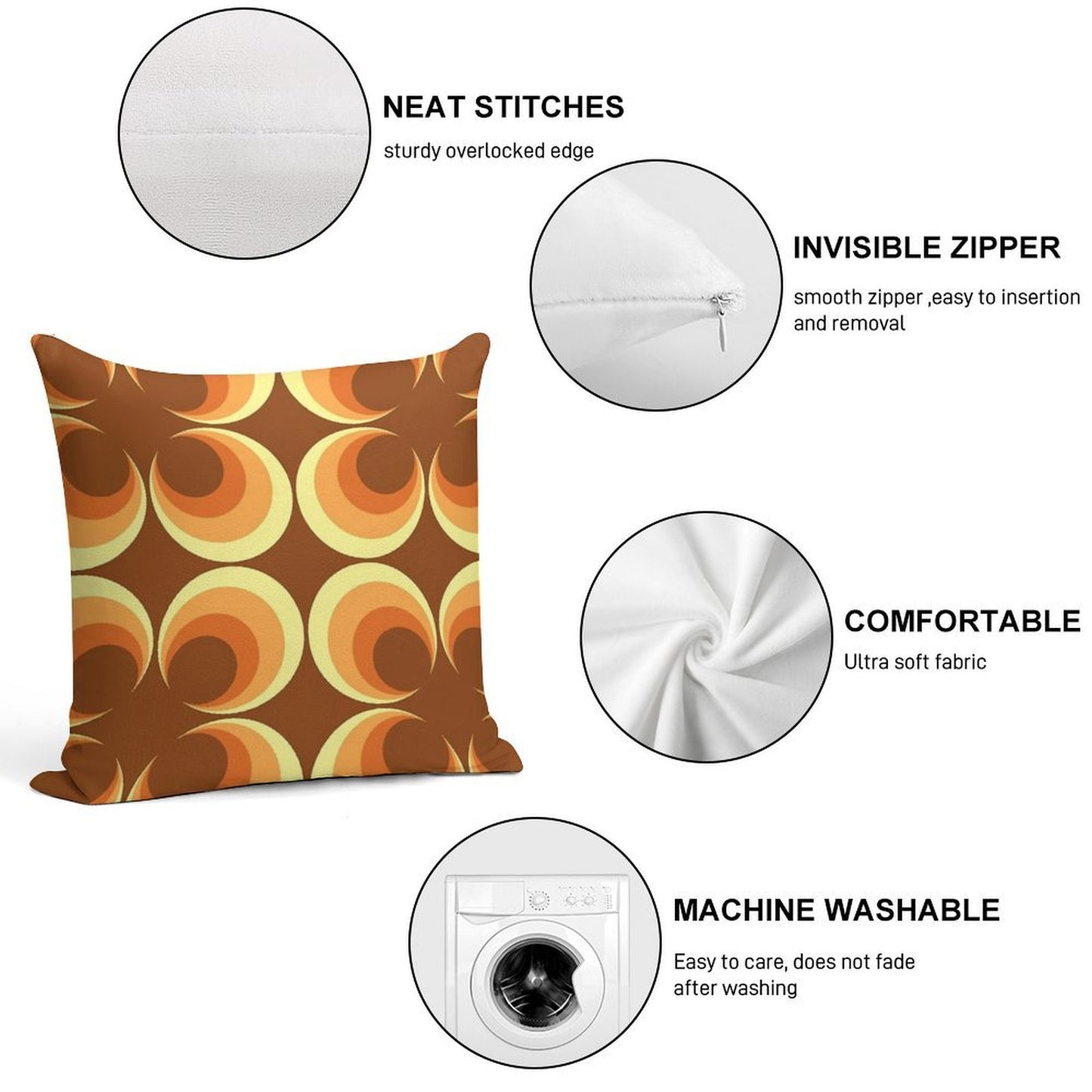 70's Retro 2 Starburst Soft Short Plush Fabric Throw Pillow