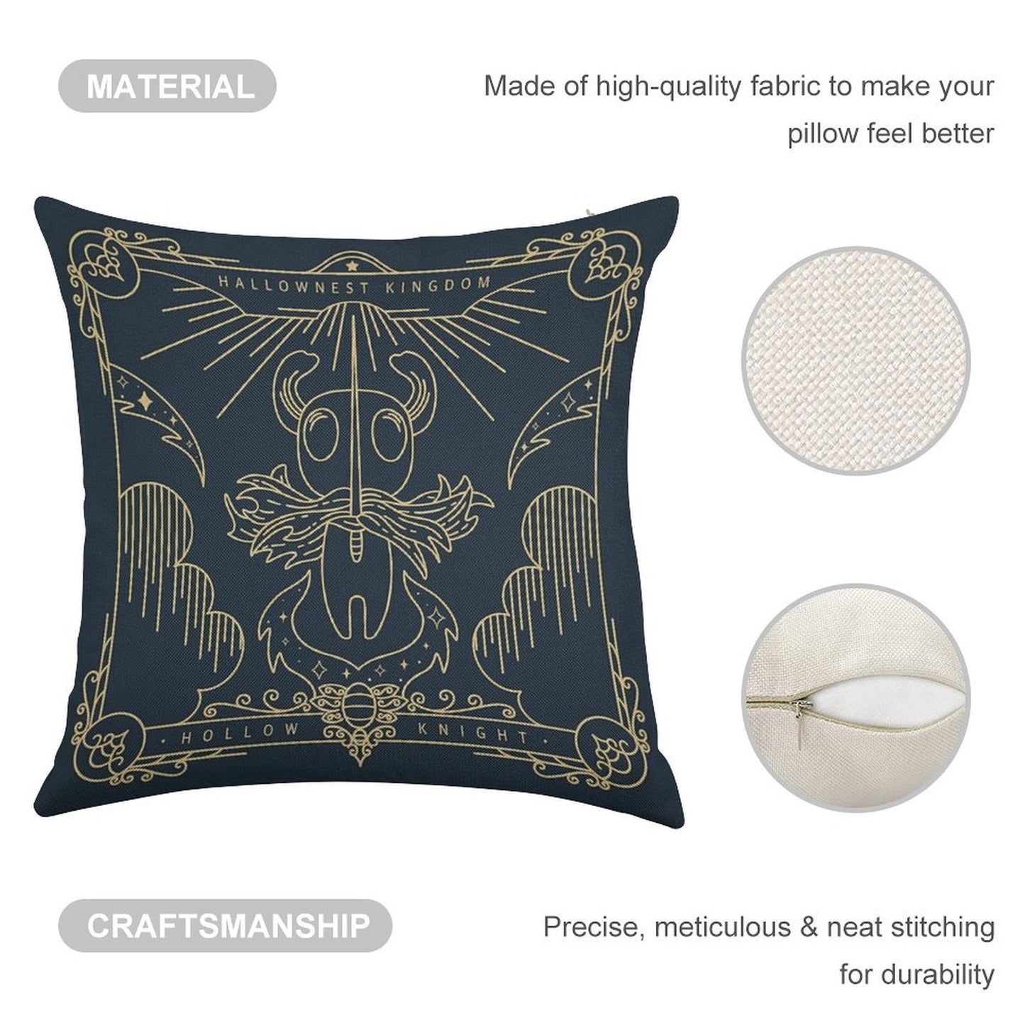 Hollow Knight Linen Throw Pillow Cover