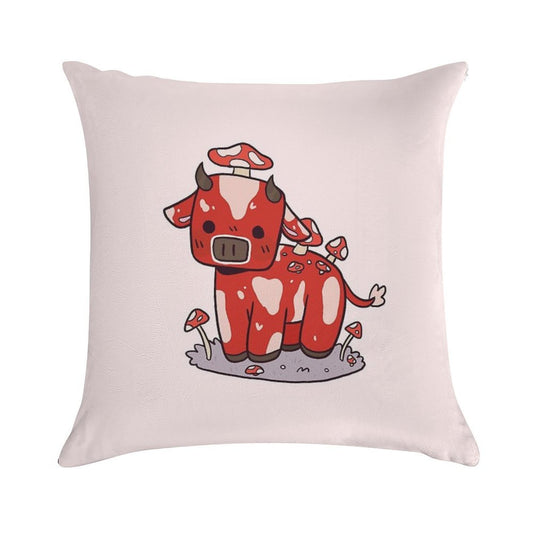 Little Mooshroom Soft Hidden Zipper Throw Pillow