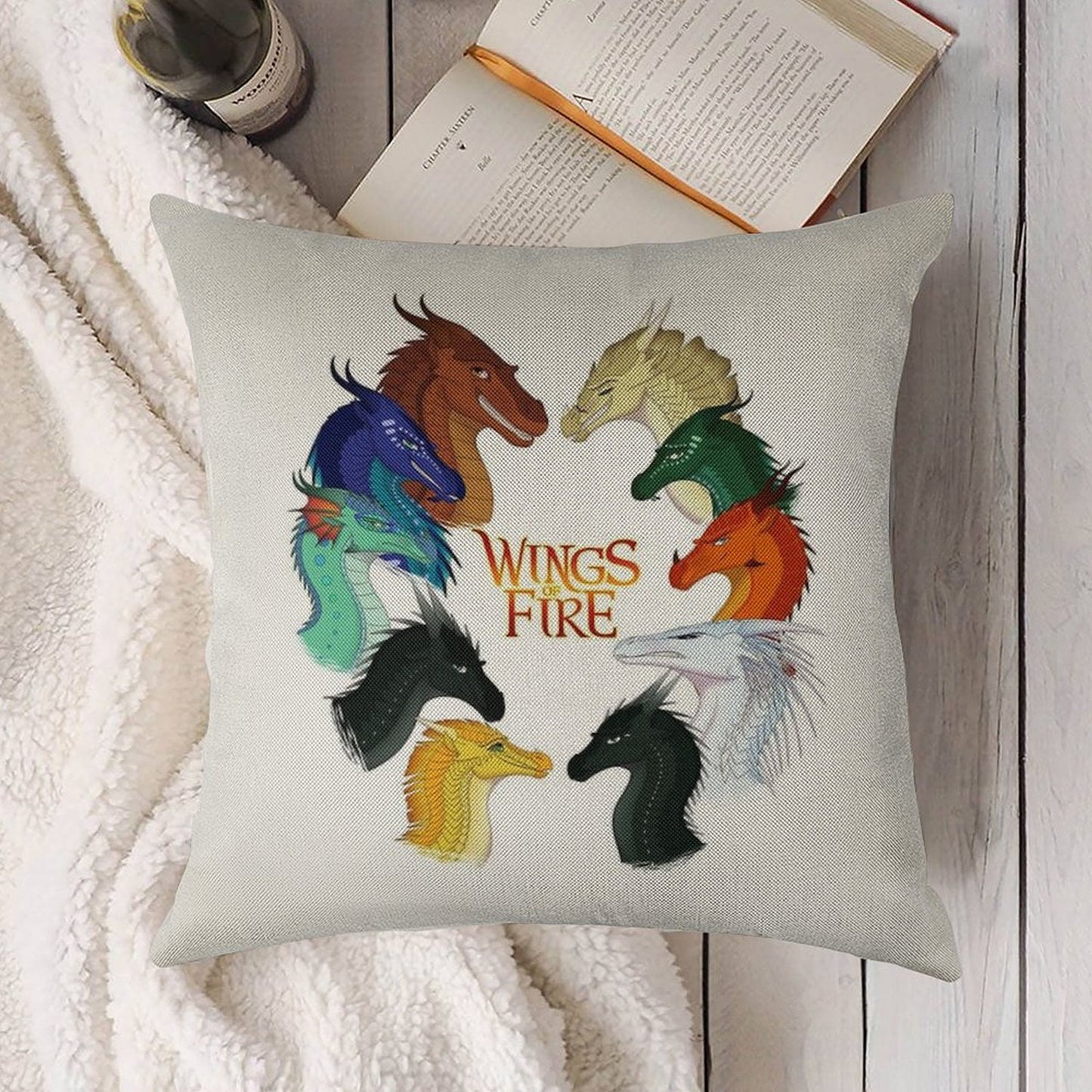 Wings of Fire - All Together Linen Throw Pillow Cover