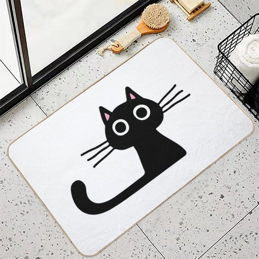 Cutie Kitty Cat Wide Eyed Black Kitten Bath Mat
