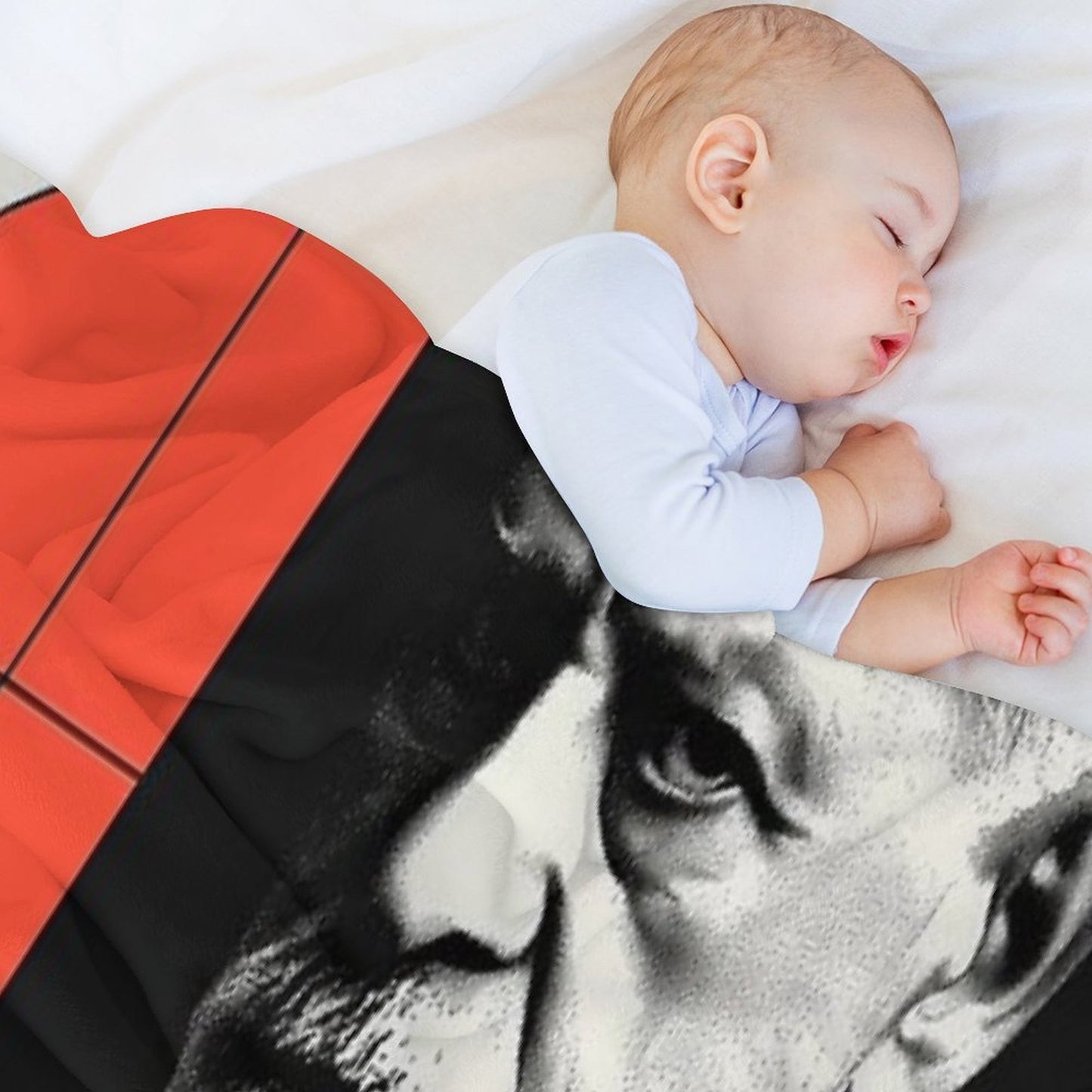 Psychoanalysis Portrait Art – Freud with Abstract Red Geometry Throw Blanket