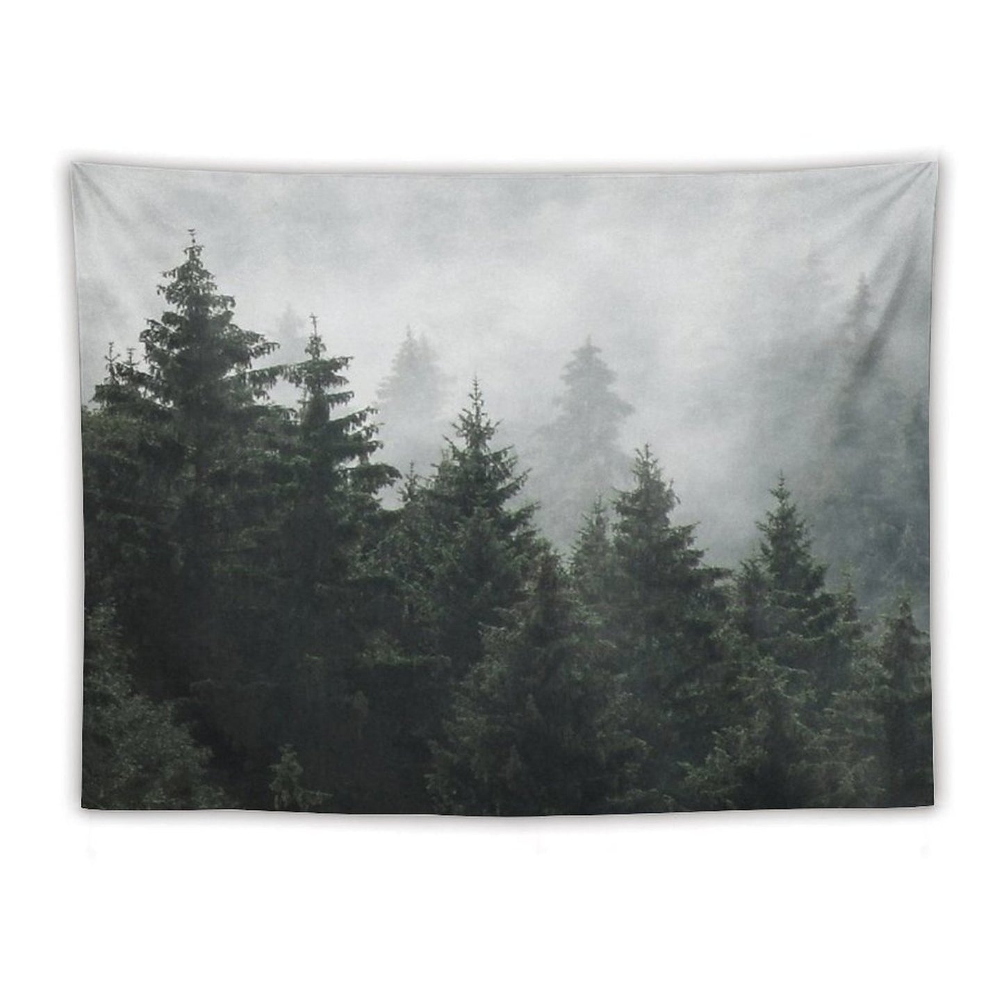 Waiting For Misty Foggy Fairytale Forest With Cascadia Trees Covered In Magic Fog Tapestry