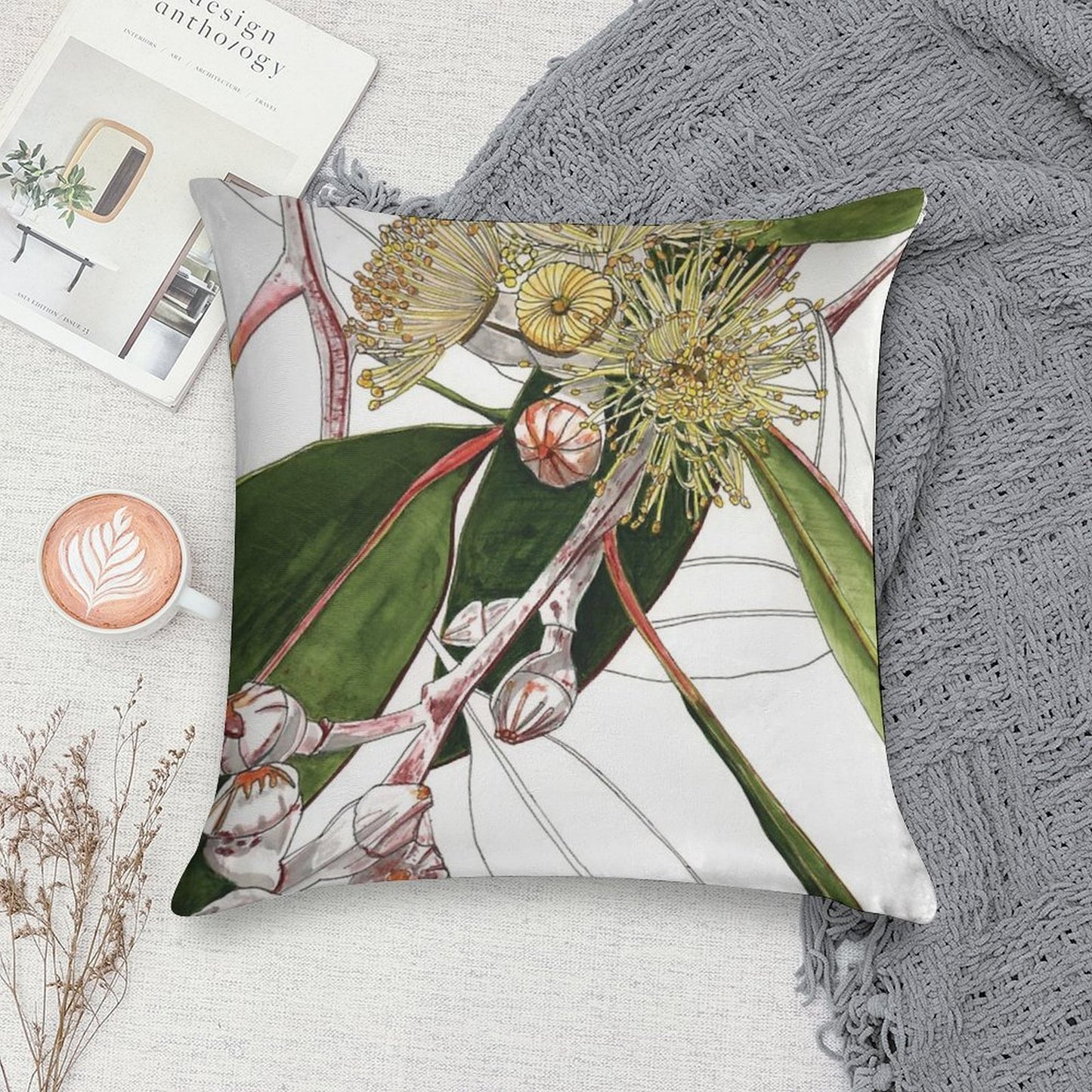 Eucalyptus Mallee Australian Native Soft Gift Ready Throw Pillow