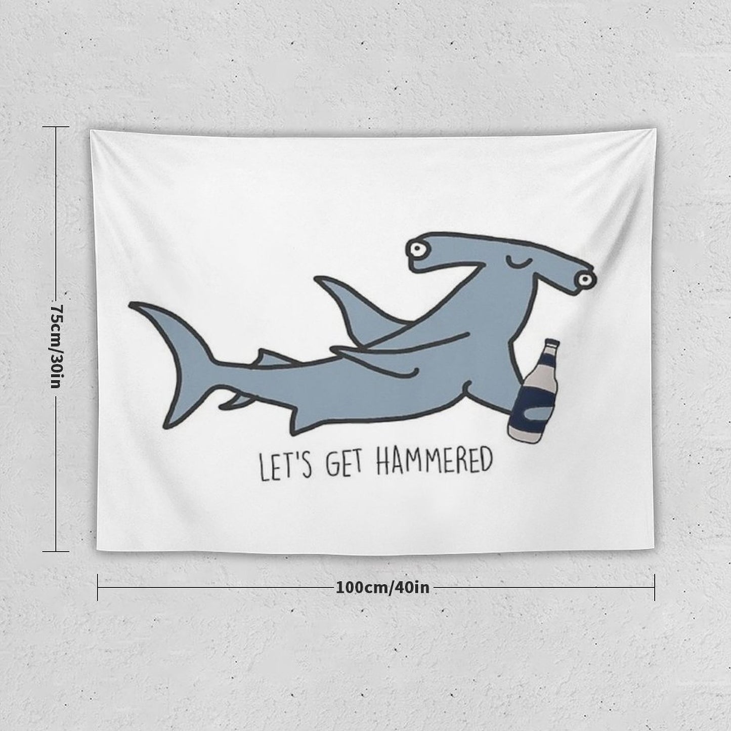 Lets Get Hammered Hammerhead Shark Tapestry