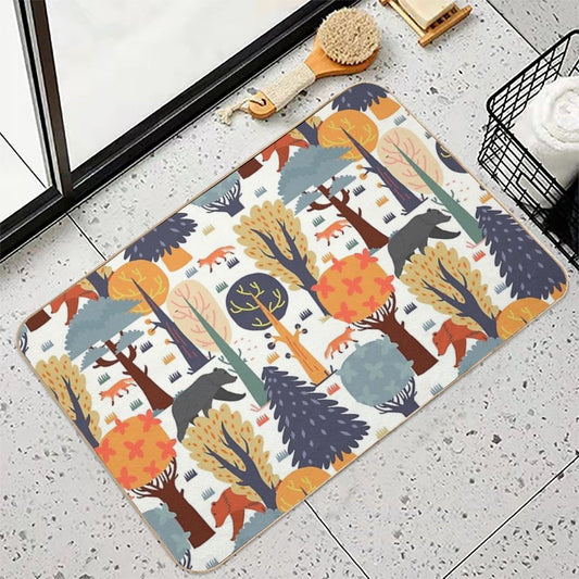 Woodland Animal Pattern for Kids Bath Mat