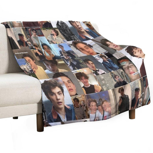 Louis Partridge Collage Phone Case Throw Blanket