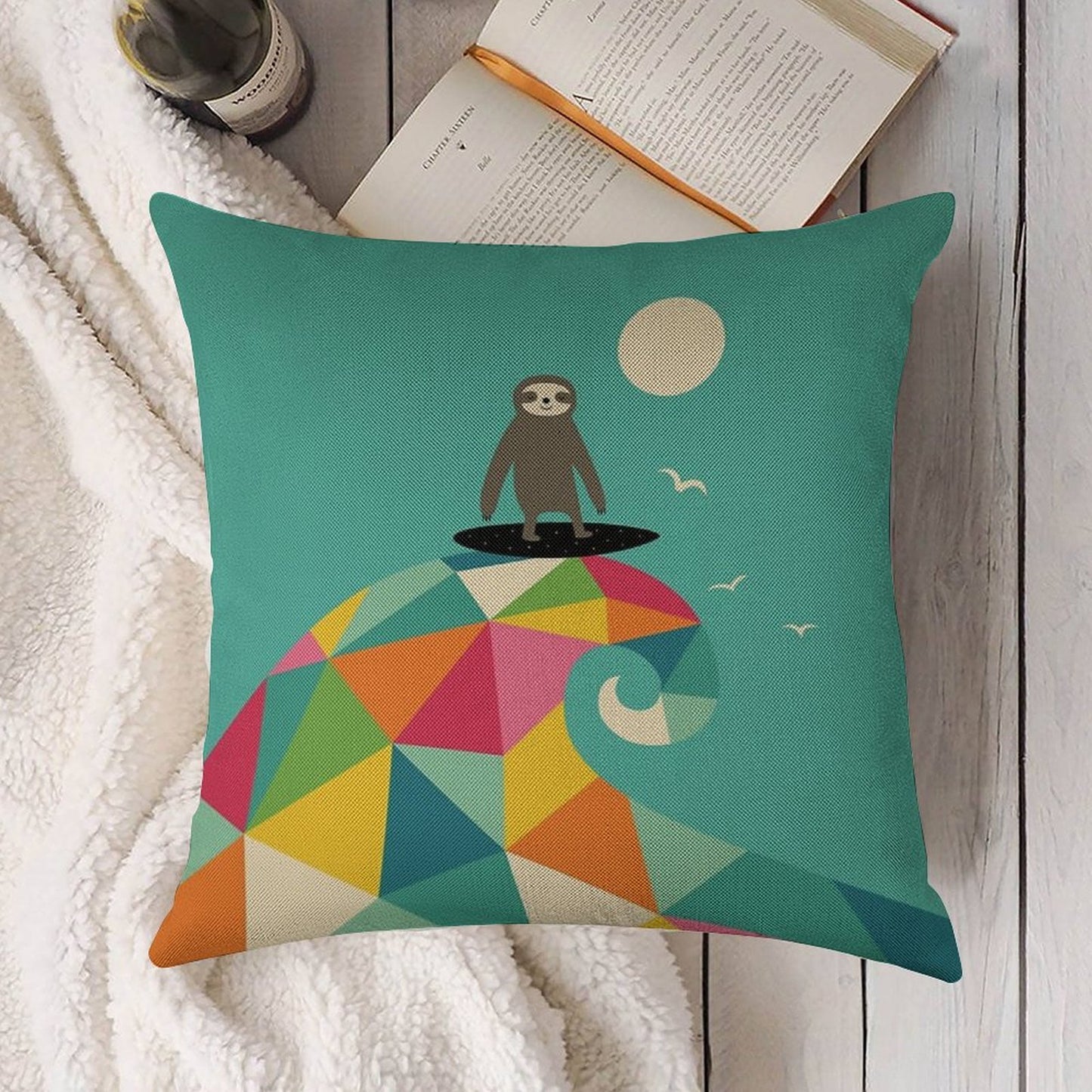 Surfs Up Linen Throw Pillow Cover