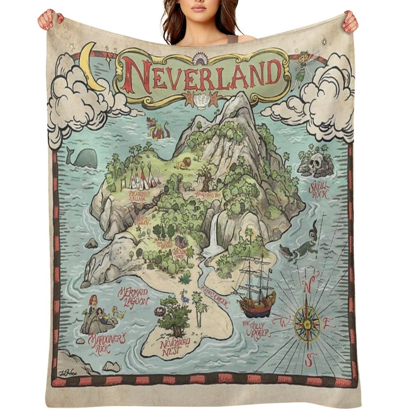 Neverland Map Throw Blanket
