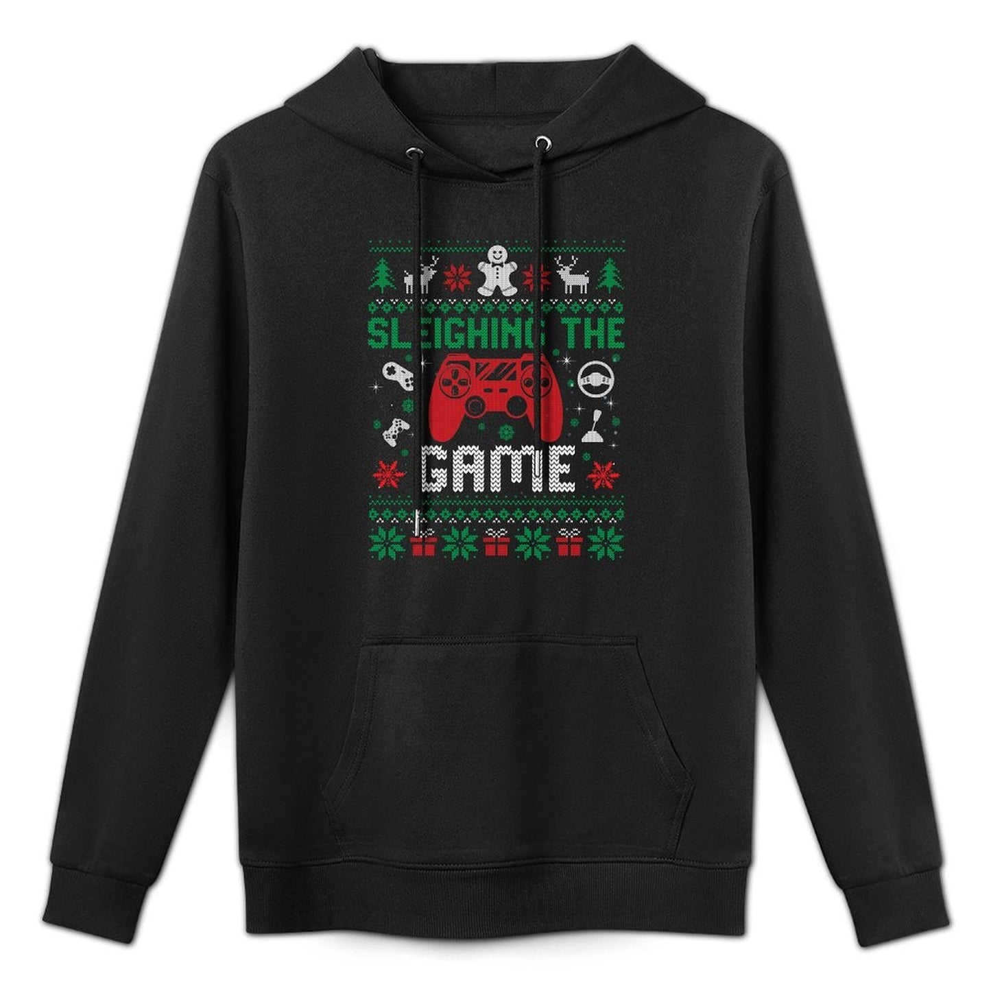 Sleighing The Game Ugly Christmas Sweater Gamer Video Game Sweatshirt Pilling-Resistant Hoodie