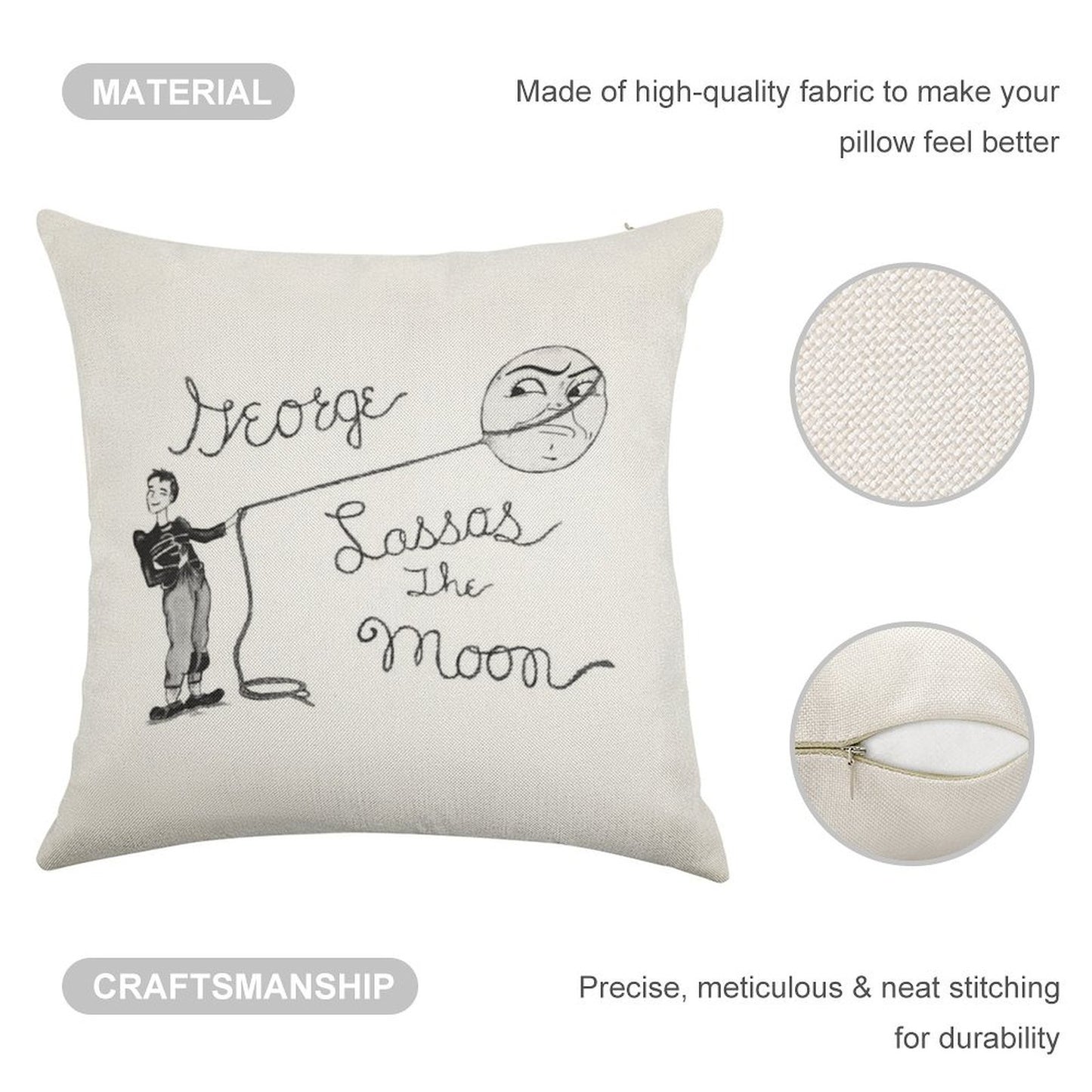 Moon Capture Linen Throw Pillow Cover