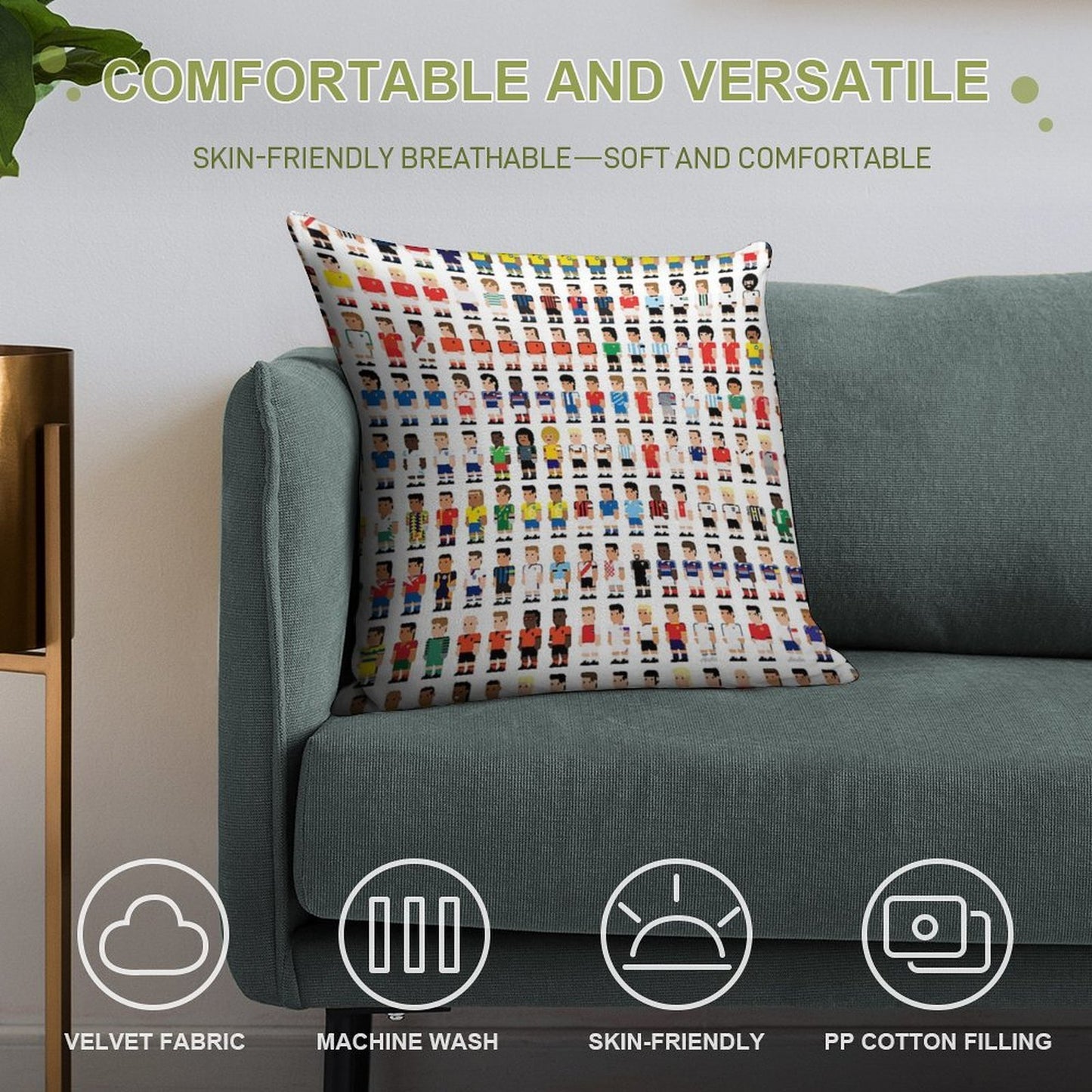 Soccer Legends Soft Warmth Comfort Throw Pillow