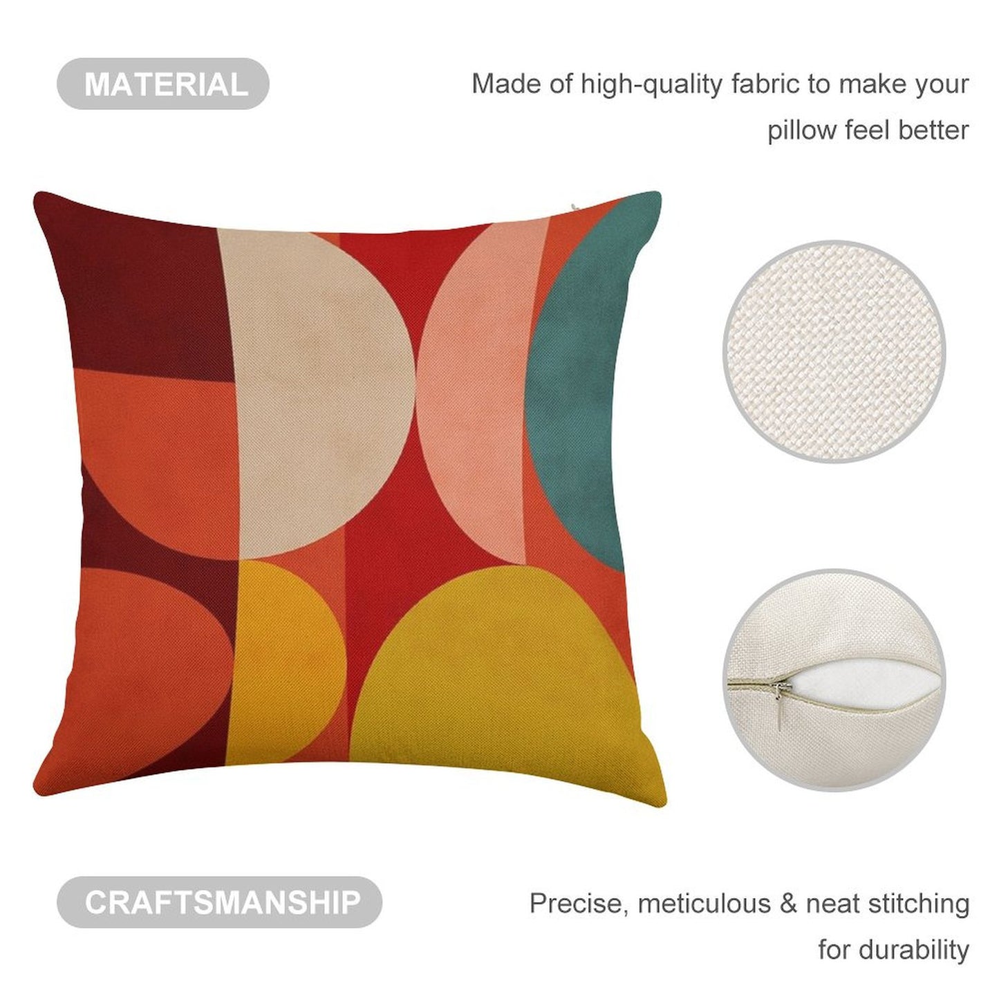 Mid Century 1 Linen Throw Pillow Cover