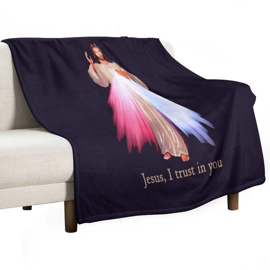 Jesus I Trust You Divine Mercy Image (transparent Background Design) Throw Blanket