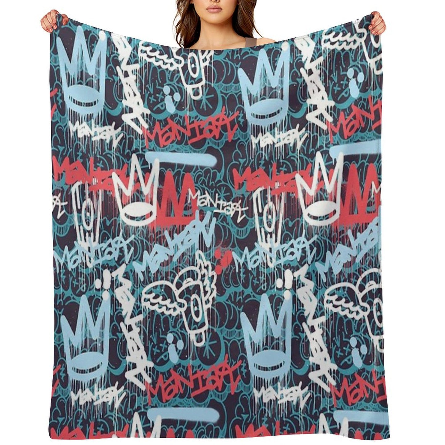 Maniak Tag & Throwie Patterned Print Throw Blanket
