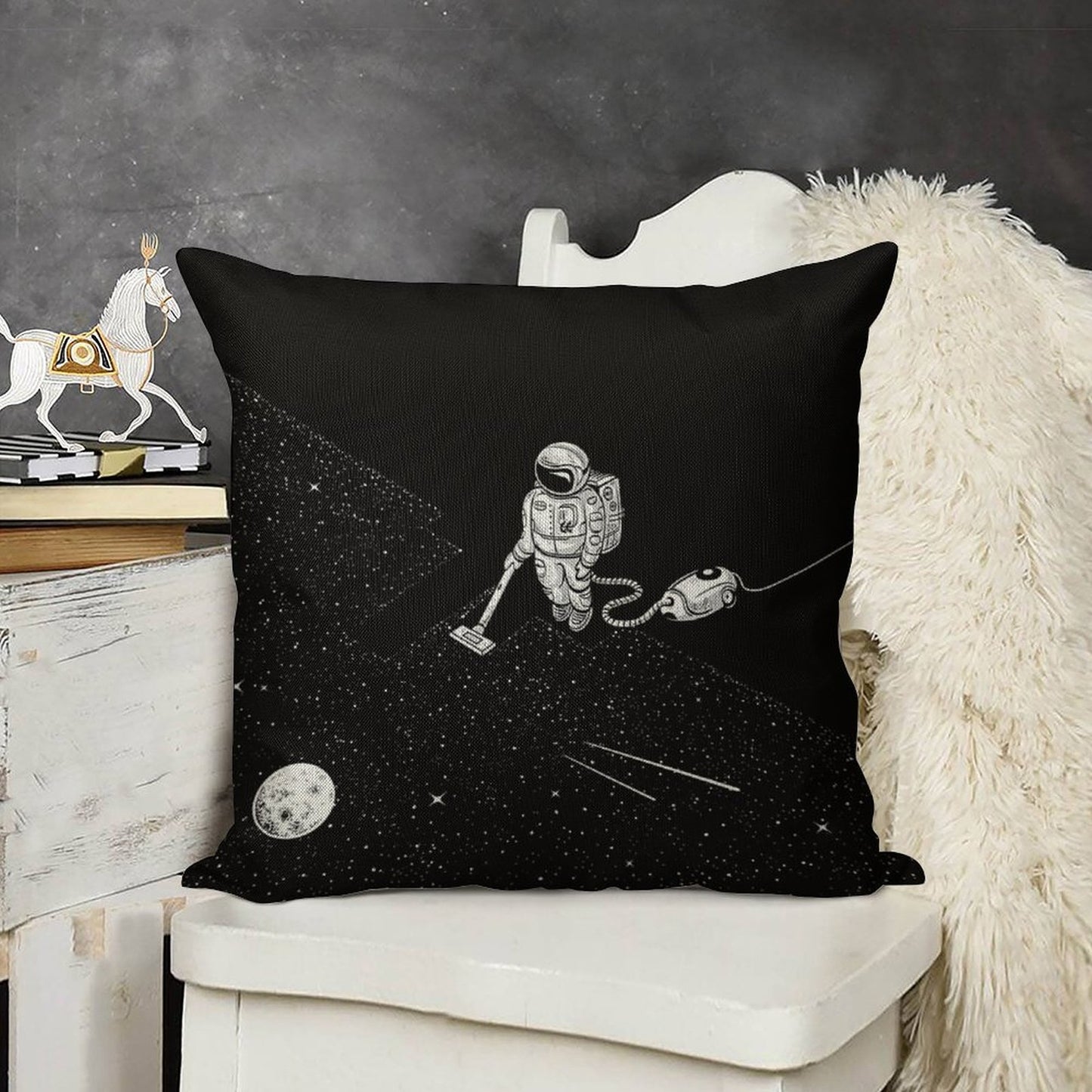 Space Cleaner Linen Throw Pillow Cover