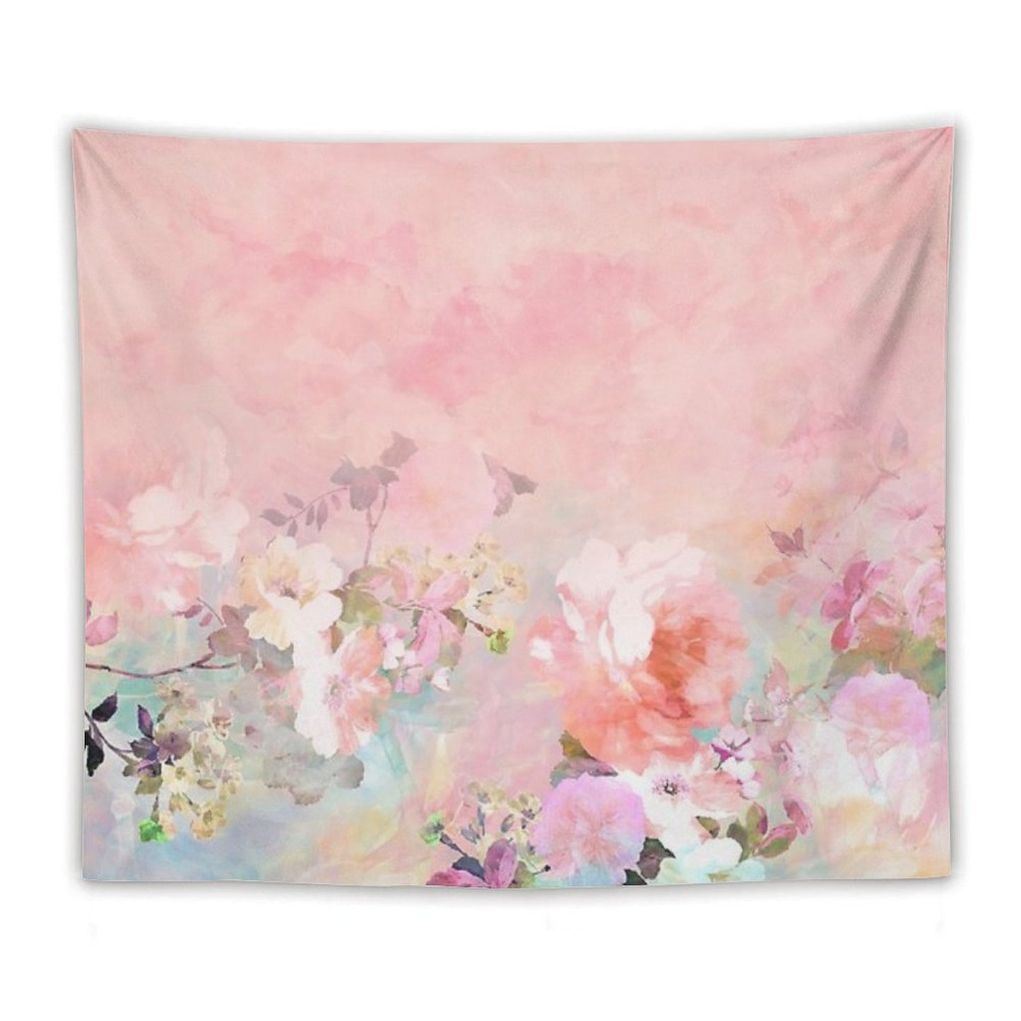 Pastel Blush Watercolor Ombre Floral Watercolor Tapestry
